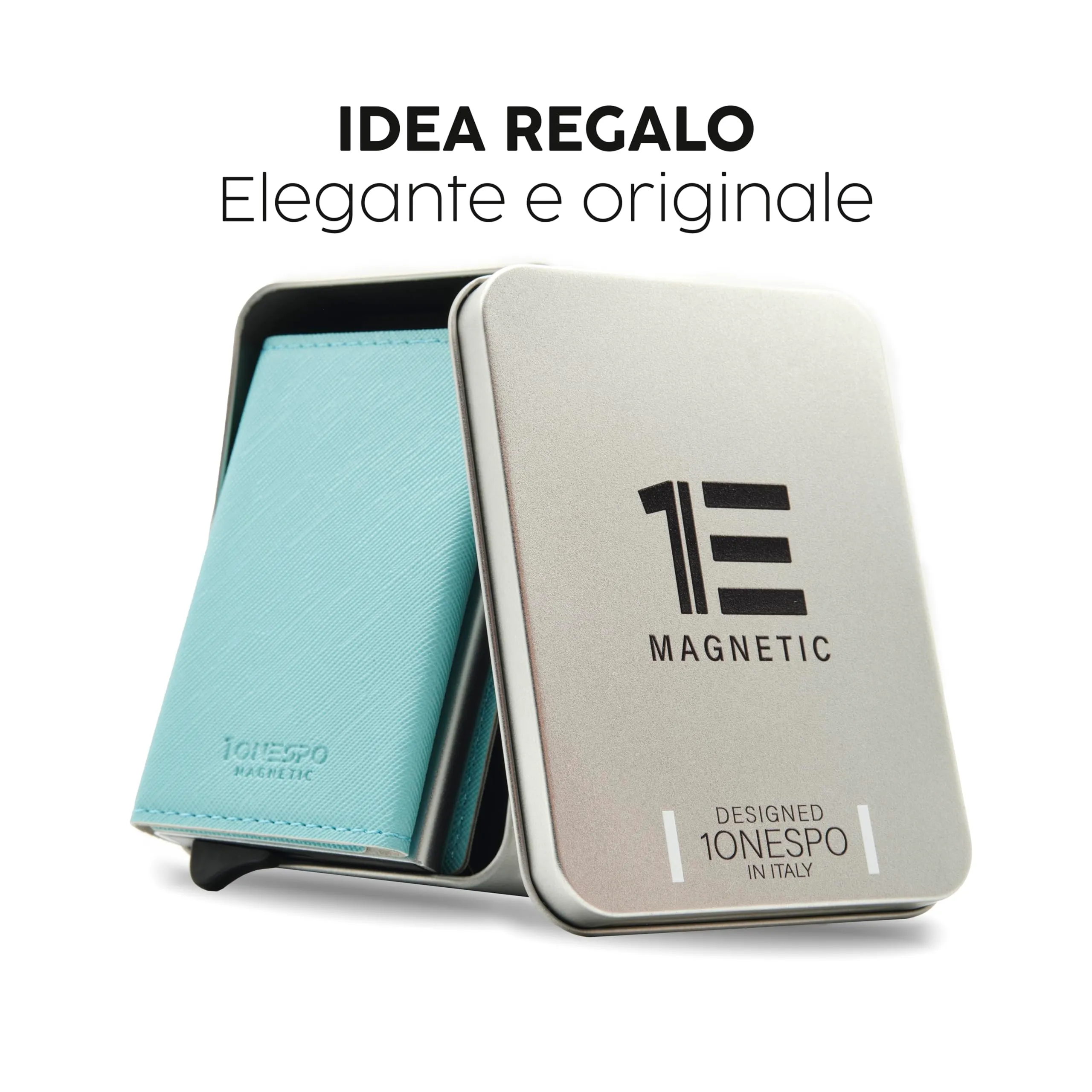 1ONESPO Magnetic Portafoglio Donna con Portamonete e Protezione RFID, Acqua Marina Saffiano - immagine 6