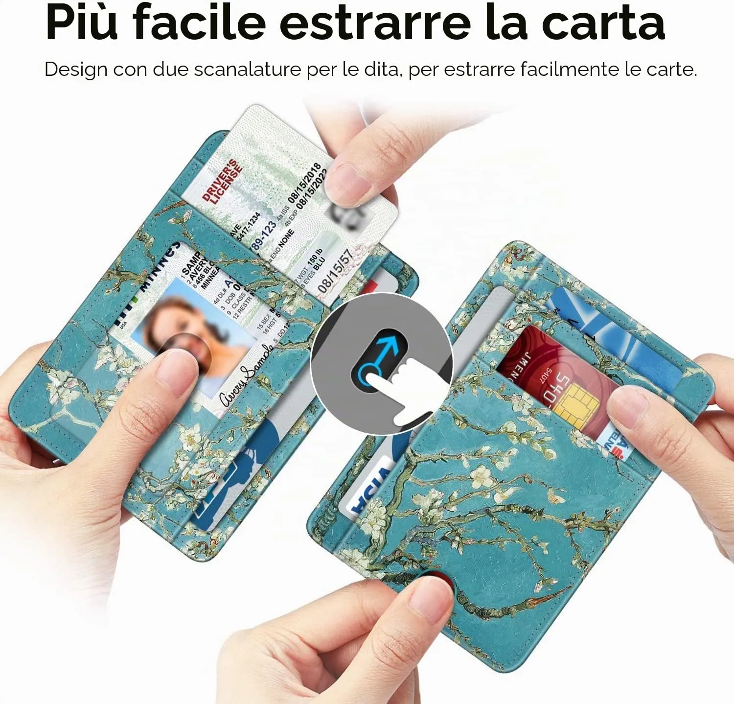 FINTIE Portafoglio Sottile con Tasca Frontale, Floreale, Pelle Sintetica - immagine 3