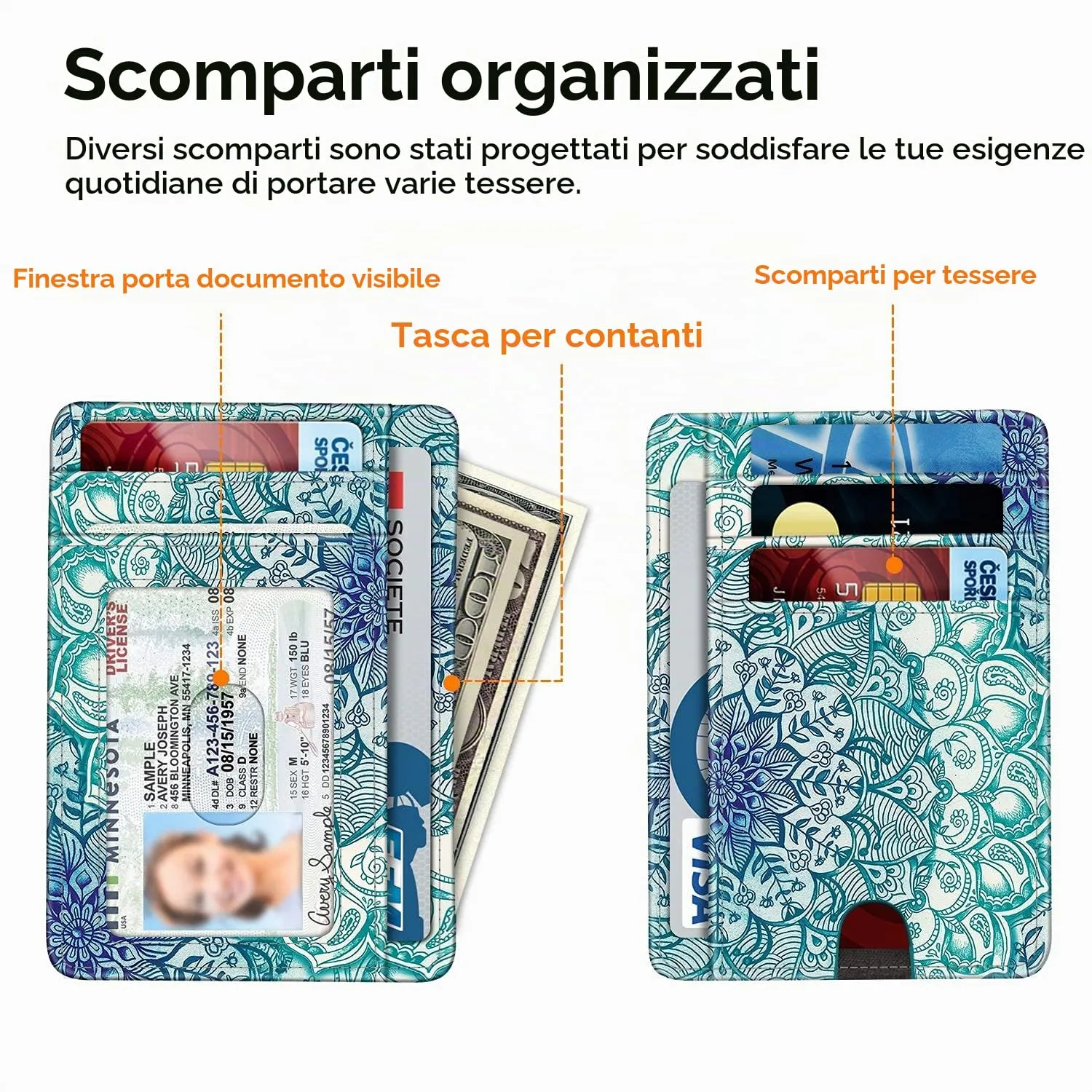 FINTIE Portafoglio Sottile con Tasca Frontale - immagine 3