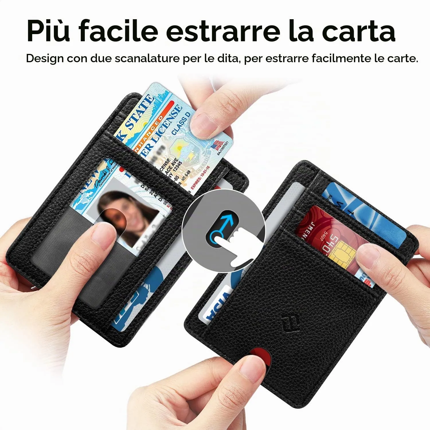 FINTIE Portafoglio Sottile con Tasca Frontale, Pelle Sintetica, Nero - immagine 4