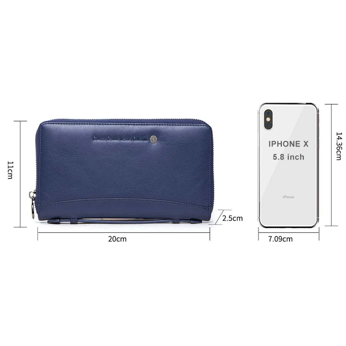CONTACTS Portafoglio Pochette in Pelle da Polso per Uomo con Cerniera, Blu - immagine 5