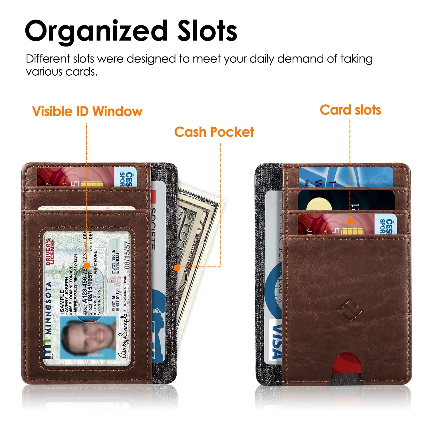 FINTIE Portafoglio Sottile con Tasca Frontale e Blocco RFID in Similpelle - immagine 3