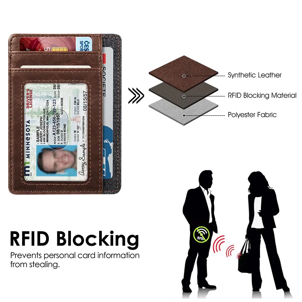 FINTIE Portafoglio Sottile con Tasca Frontale e Blocco RFID in Similpelle - immagine 5