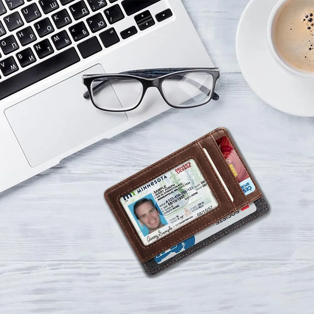 FINTIE Portafoglio Sottile con Tasca Frontale e Blocco RFID in Similpelle - immagine 8