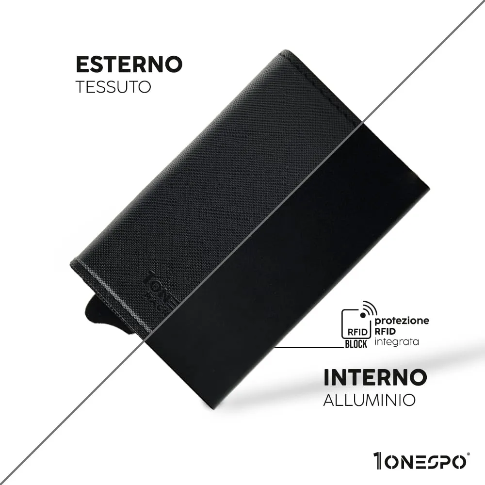 1ONESPO Magnetic Portafoglio Uomo con Protezione RFID, Nero Saffiano - immagine 4