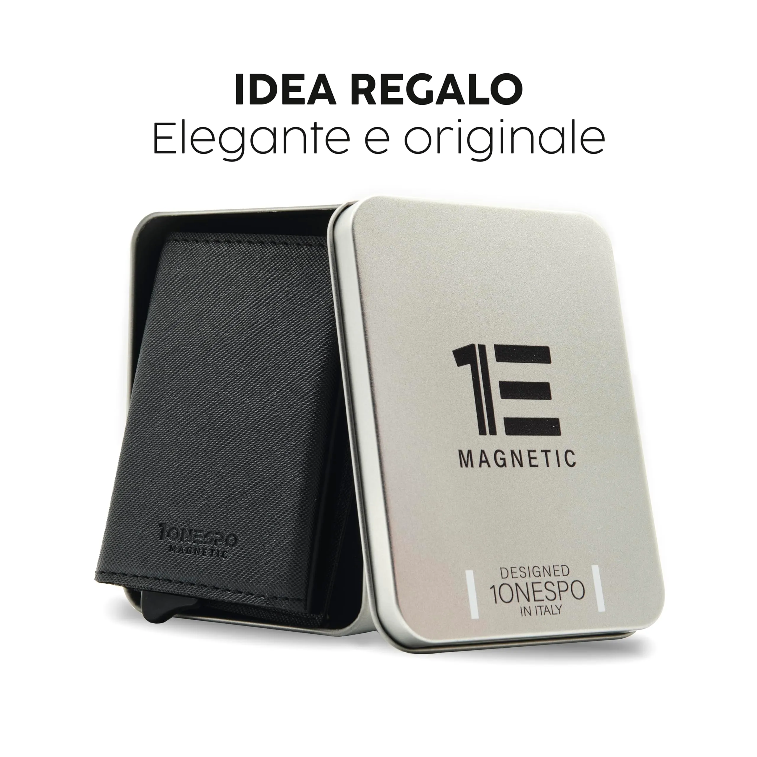 1ONESPO Magnetic Portafoglio Uomo con Protezione RFID, Nero Saffiano - immagine 6