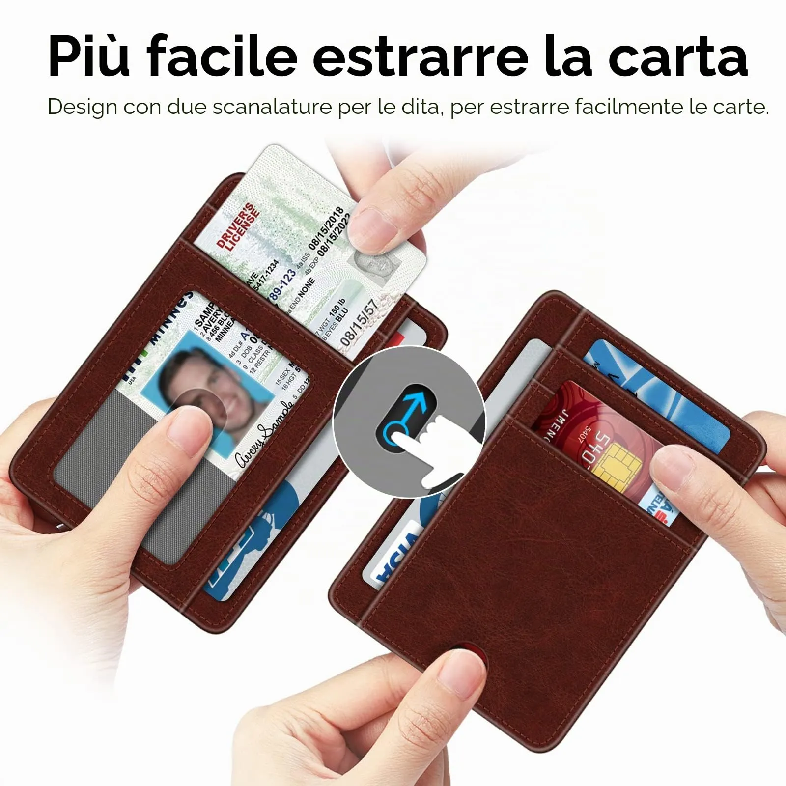 FINTIE Portafoglio Sottile con Tasca Frontale, Pelle Sintetica, Marrone - immagine 3