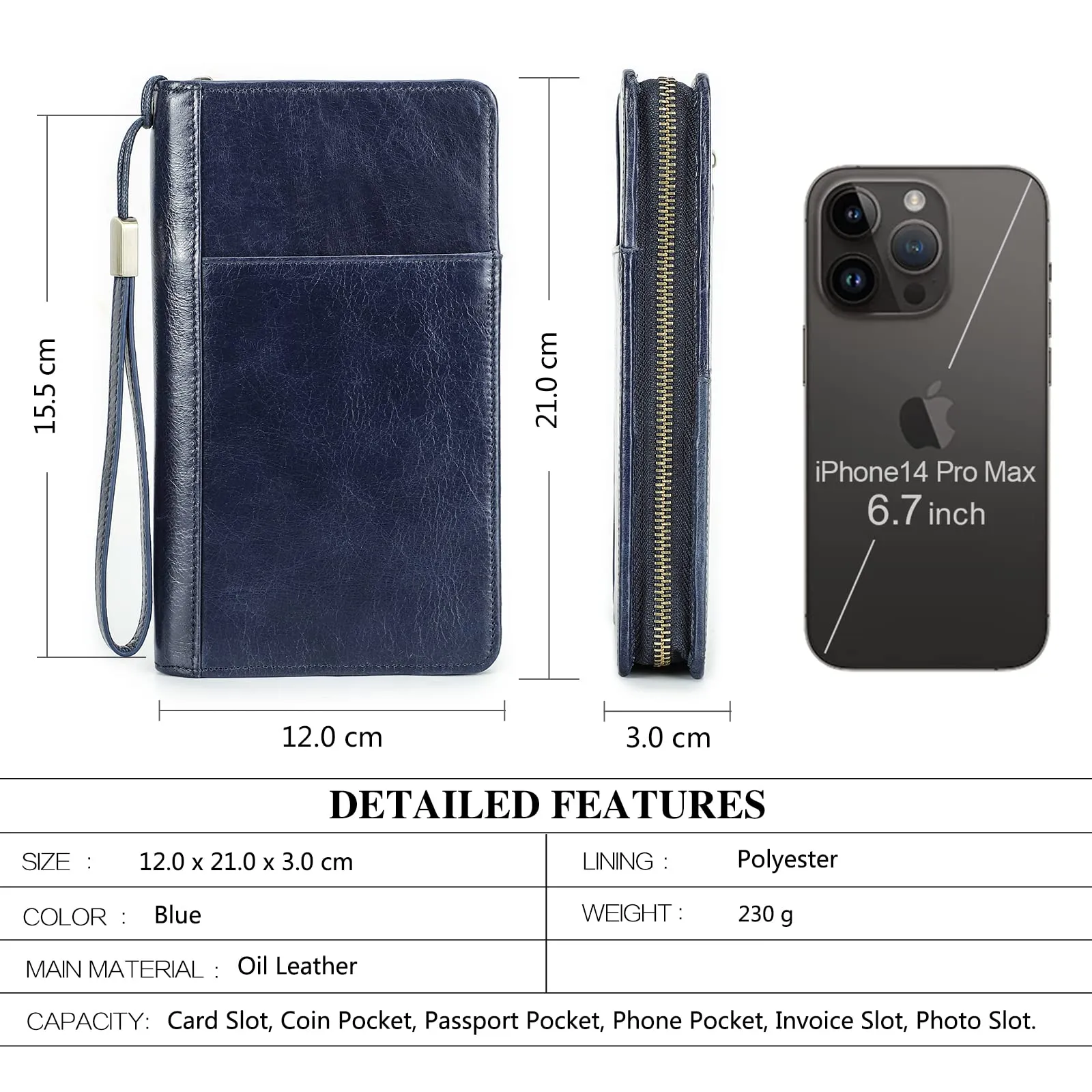 CONTACT'S FAMILY Pochette da viaggio in vera pelle per uomo con cinturino, blocco RFID, marrone - immagine 3