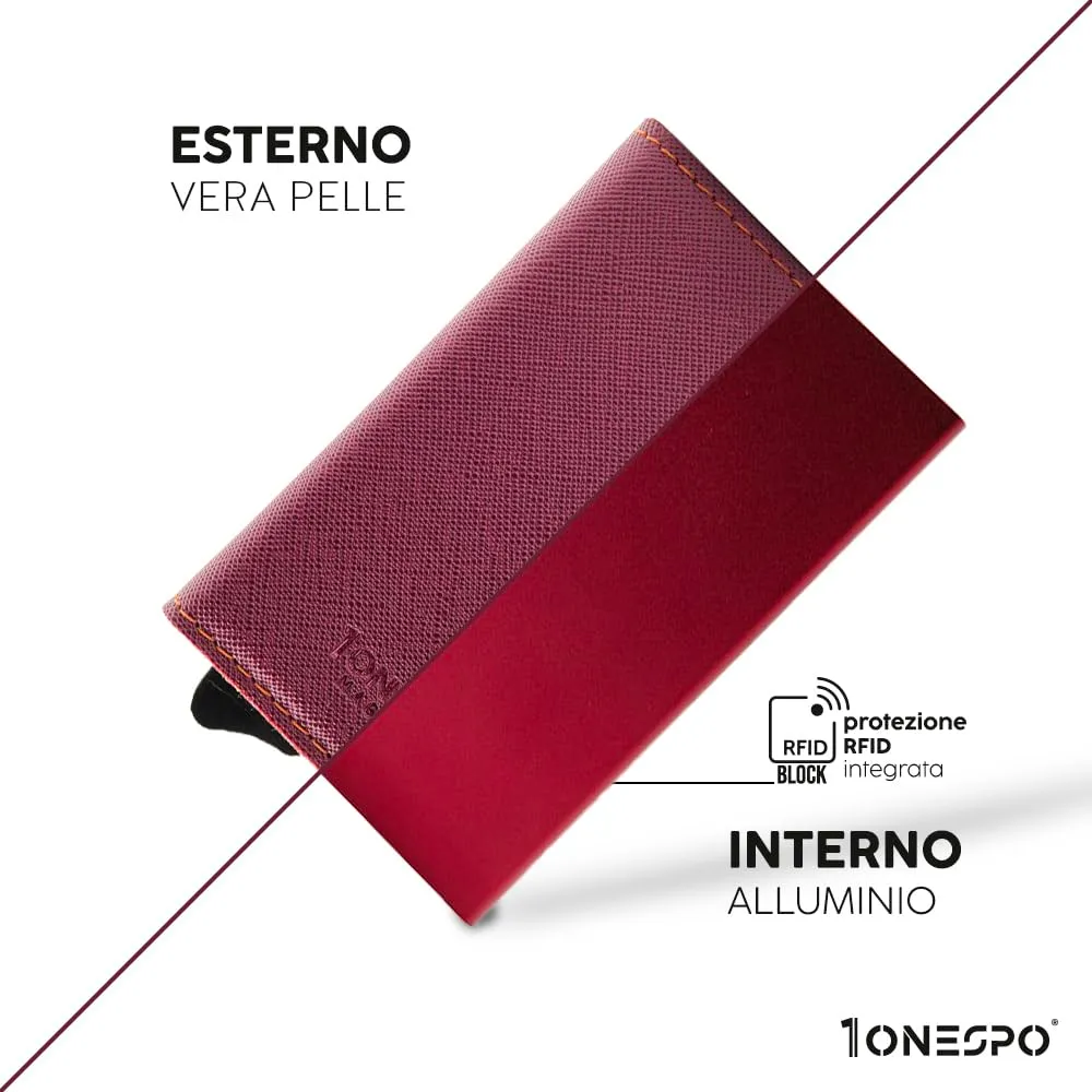 1ONESPO Portafoglio Donna in Pelle Saffiano con Protezione RFID e Porta Carte Magnetico, Bordeaux - immagine 4
