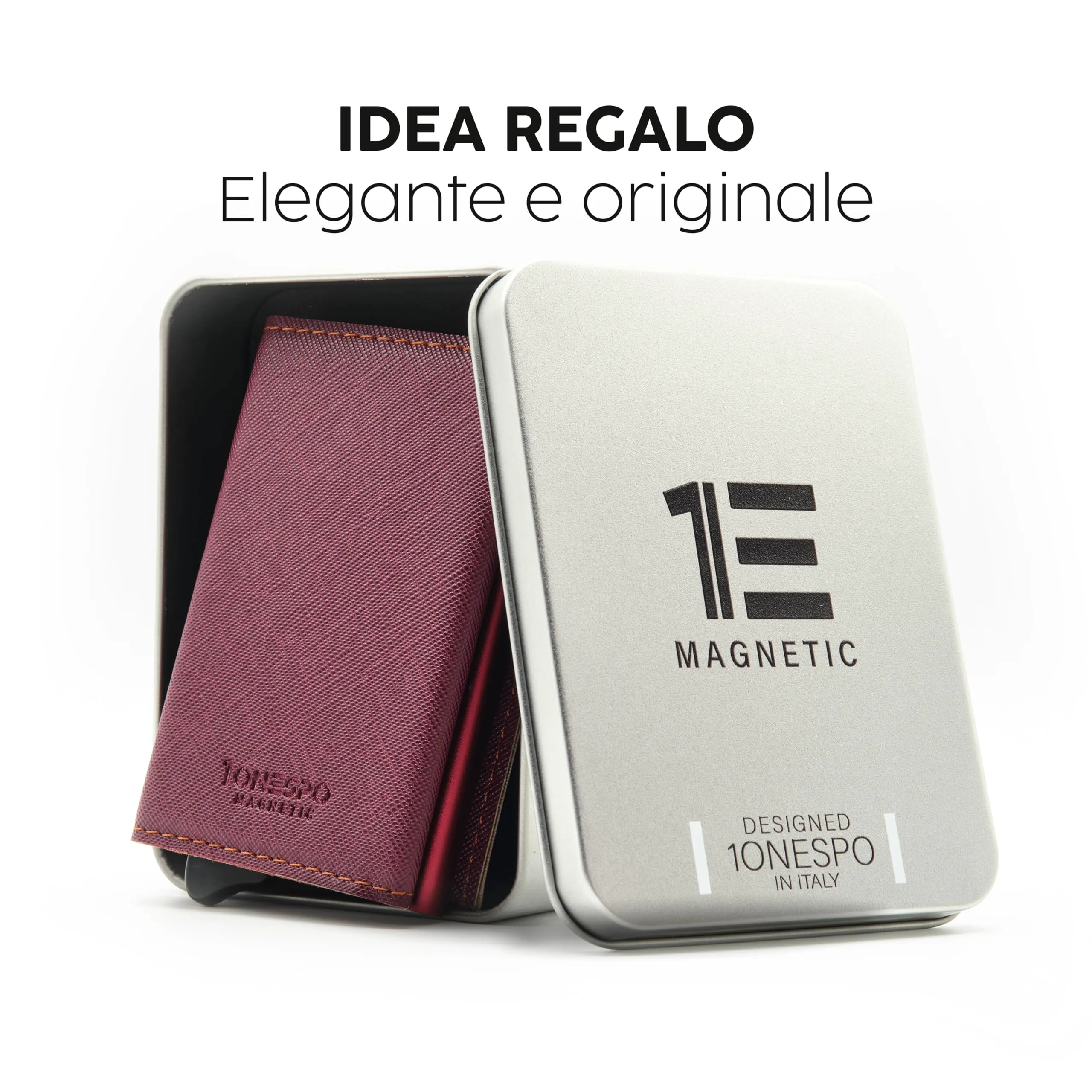 1ONESPO Portafoglio Donna in Pelle Saffiano con Protezione RFID e Porta Carte Magnetico, Bordeaux - immagine 6