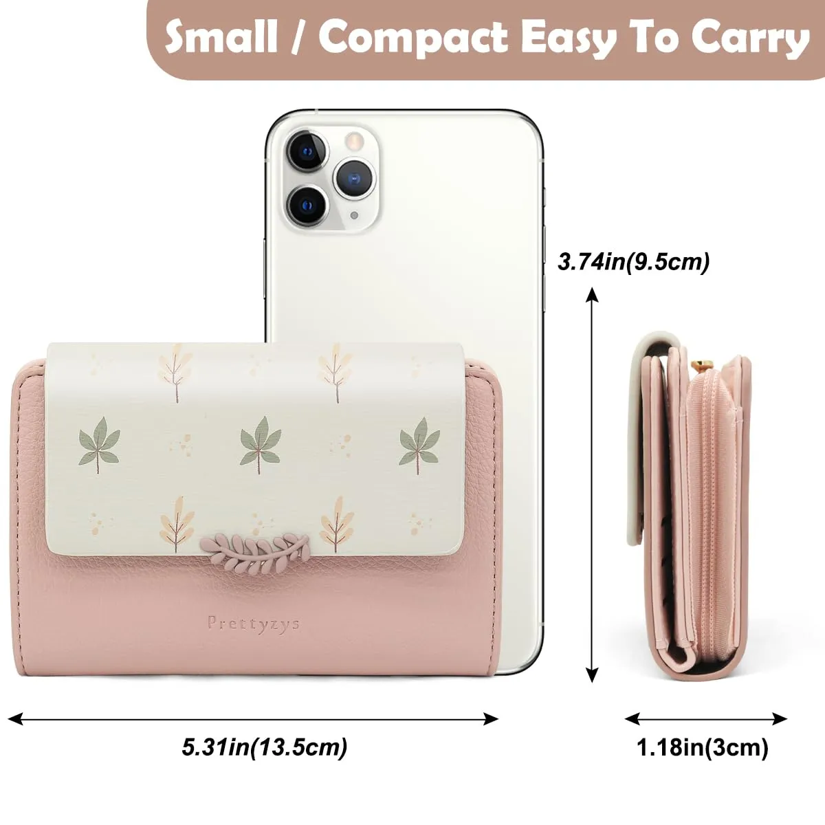 REETEE Portafoglio Donna in Pelle PU Slim Formato Corto con Cerniera e 10 Porta Carte - Z-Rosa - immagine 6