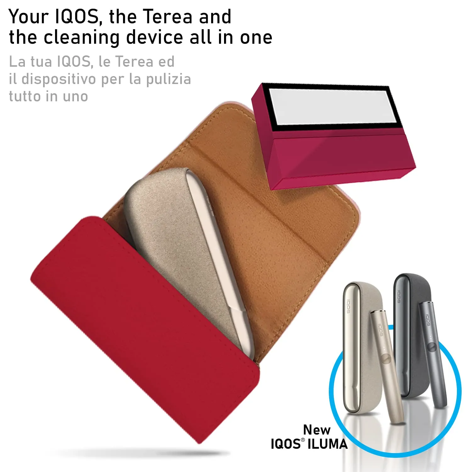 Cable Technologies Custodia in Eco-Pelle per IQOS ILUMA, Astuccio Organizer e Cover per Sigaretta Elettronica (Red) - immagine 3