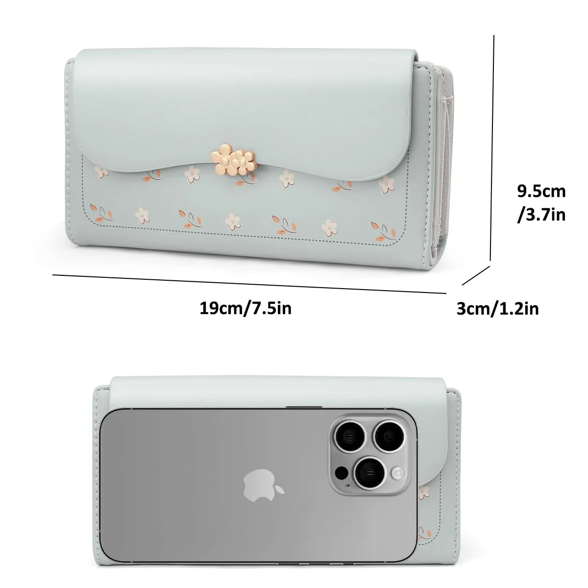 REETEE Portafoglio Donna in Pelle PU Formato Lungo con Cerniera e 10 Porta Carte (L-blu) - immagine 4