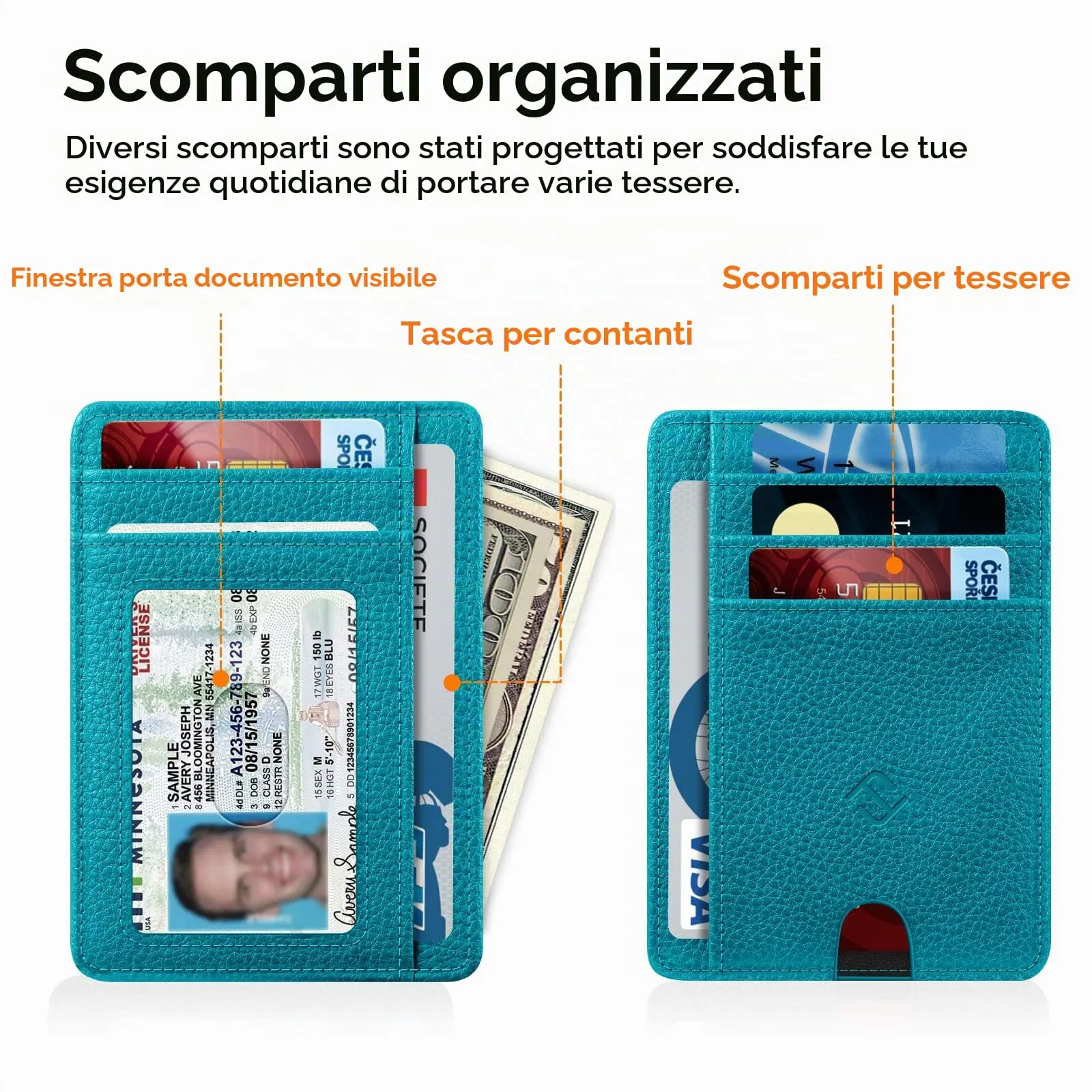 FINTIE Portafoglio Sottile con Tasca Frontale, Pelle Sintetica, Legacy Teal - immagine 3