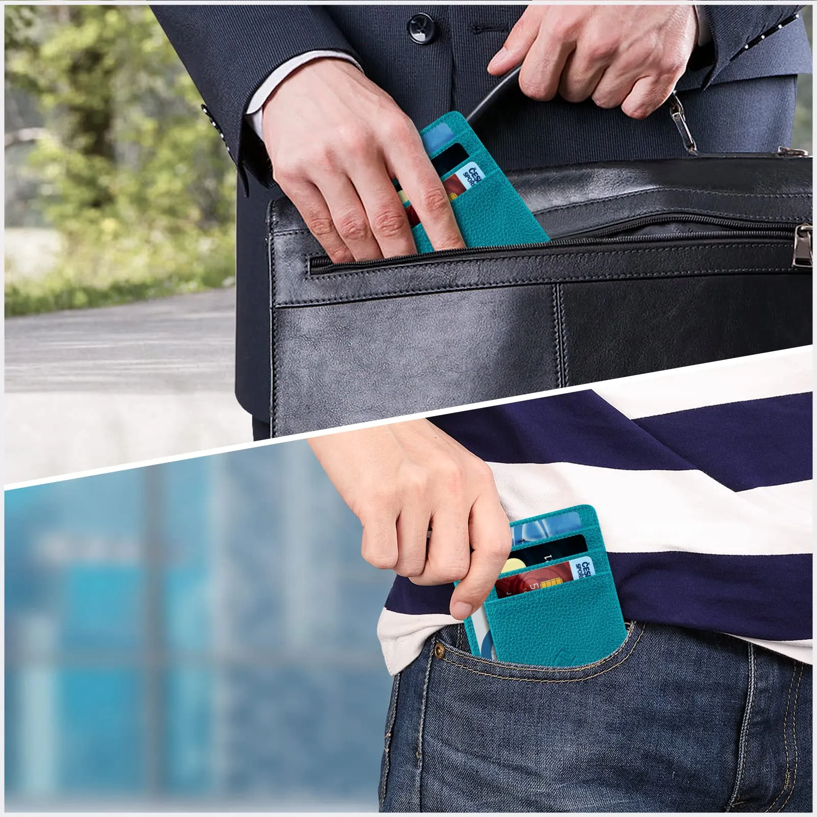 FINTIE Portafoglio Sottile con Tasca Frontale, Pelle Sintetica, Legacy Teal - immagine 7