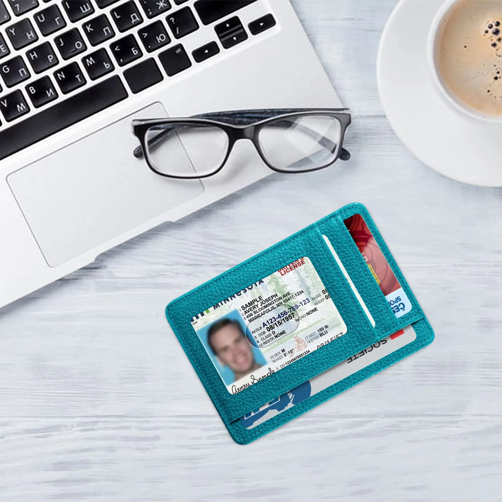 FINTIE Portafoglio Sottile con Tasca Frontale, Pelle Sintetica, Legacy Teal - immagine 8