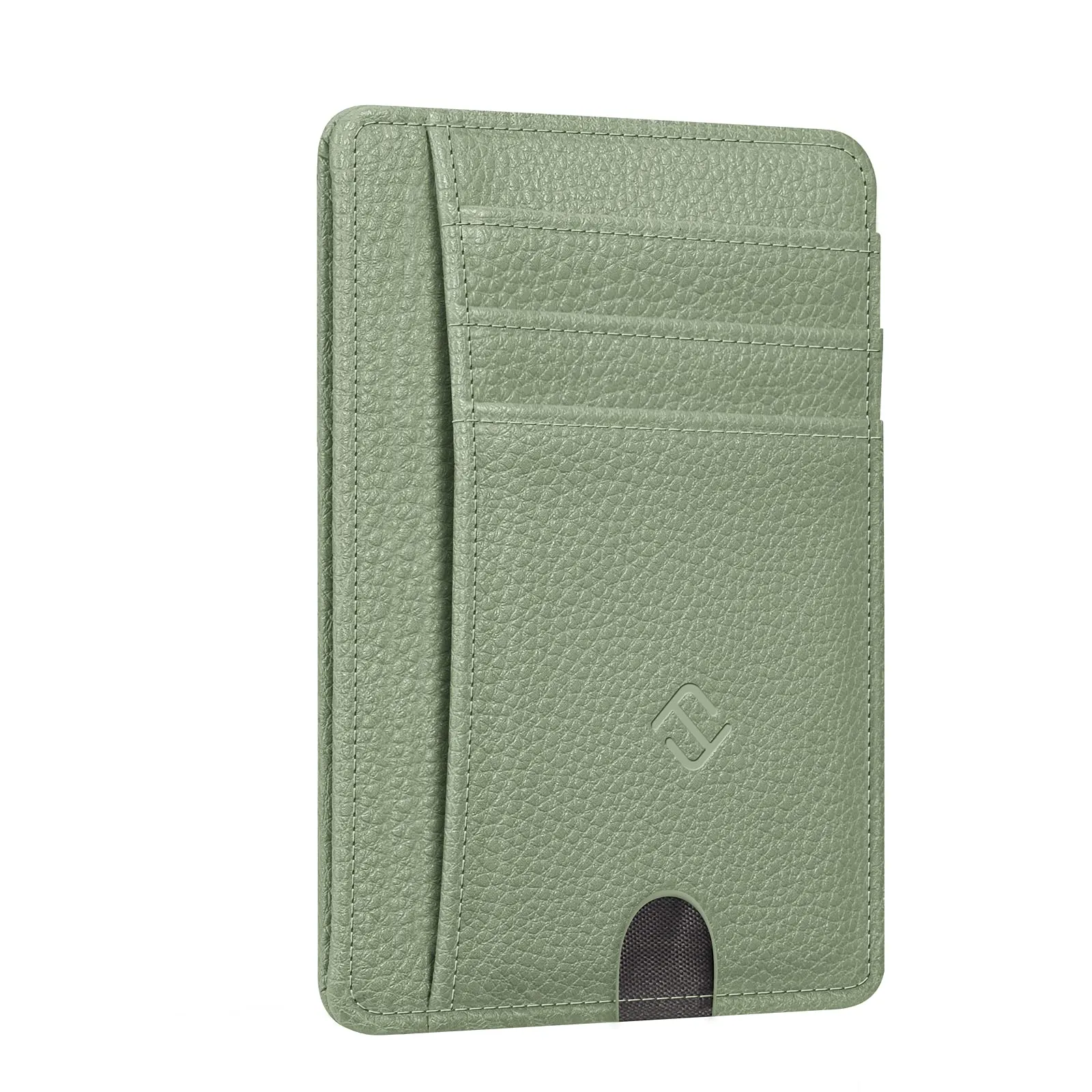 FINTIE Portafoglio Sottile con Tasca Frontale, Pelle Sintetica, RFID, Salvia Verde - immagine 1