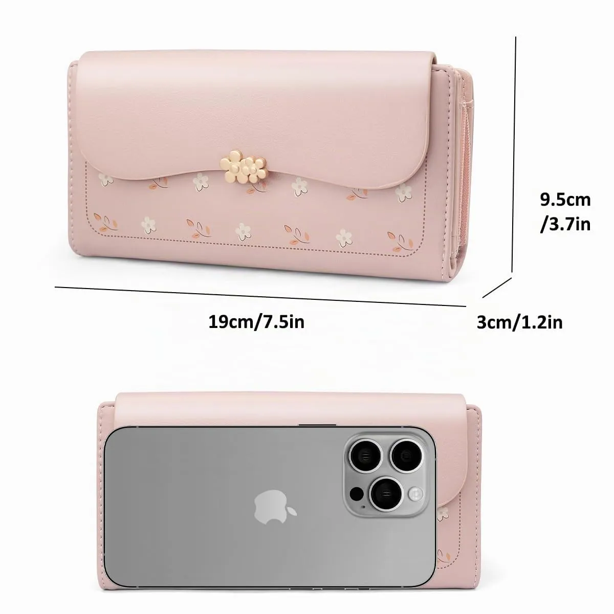 REETEE Portafoglio Donna in Pelle PU Formato Lungo con Cerniera e 10 Porta Carte - L-Rosa - immagine 4