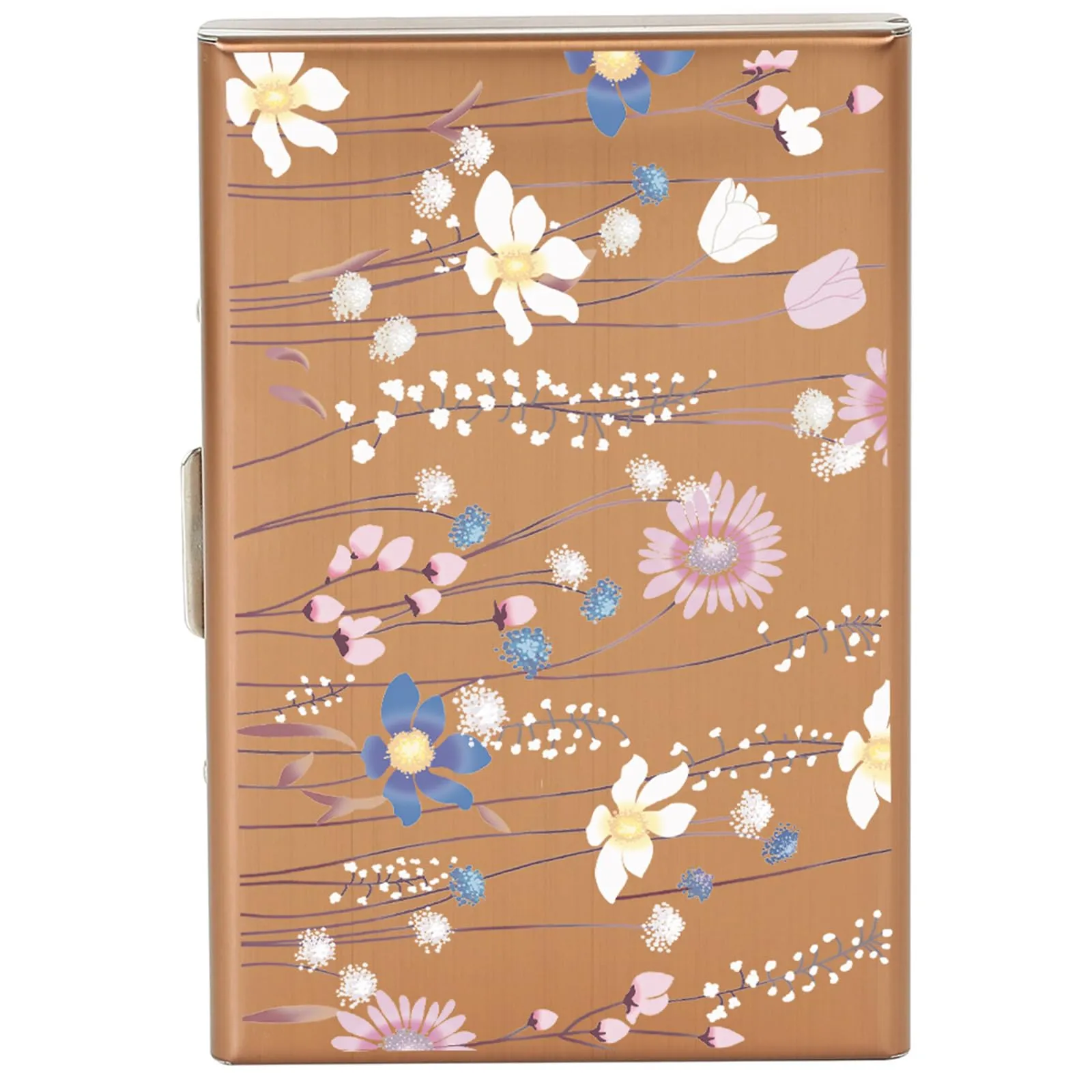BONSYL Porta Carte di Credito in Acciaio Inossidabile con Blocco RFID, 6 Scomparti, Oro Rosa Fiore - immagine 9