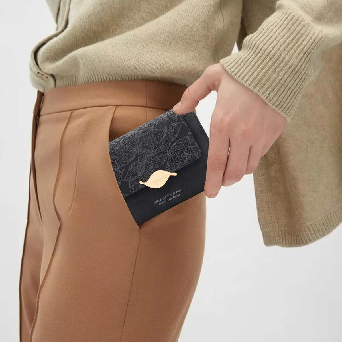 REETEE Portafoglio Donna in Pelle PU Slim Formato Corto con Cerniera e 10 Porta Carte - X-nero - immagine 7