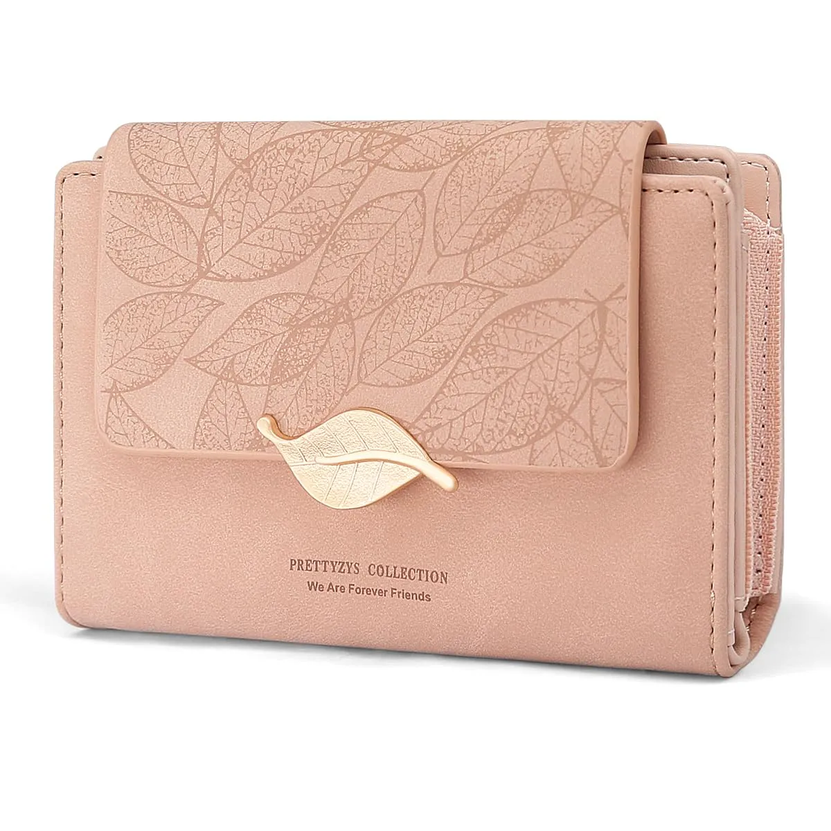 REETEE Portafoglio Donna in Pelle PU Slim Formato Corto con Cerniera Portamonete e 10 Porta Carte (X-Rosa) - immagine 1