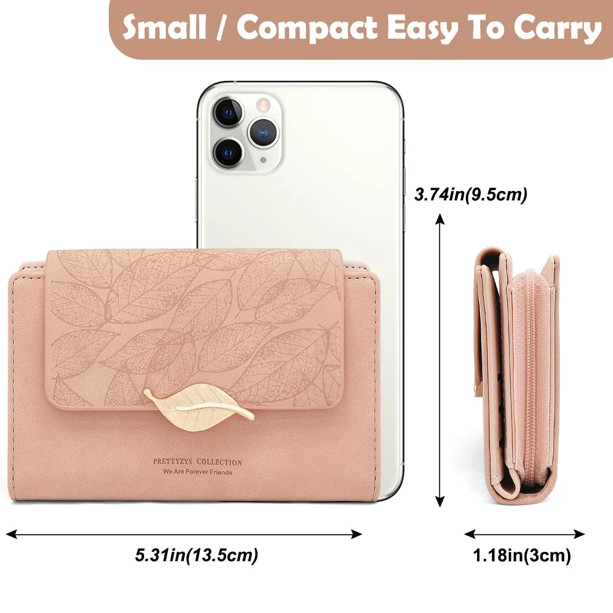 REETEE Portafoglio Donna in Pelle PU Slim Formato Corto con Cerniera Portamonete e 10 Porta Carte (X-Rosa) - immagine 5