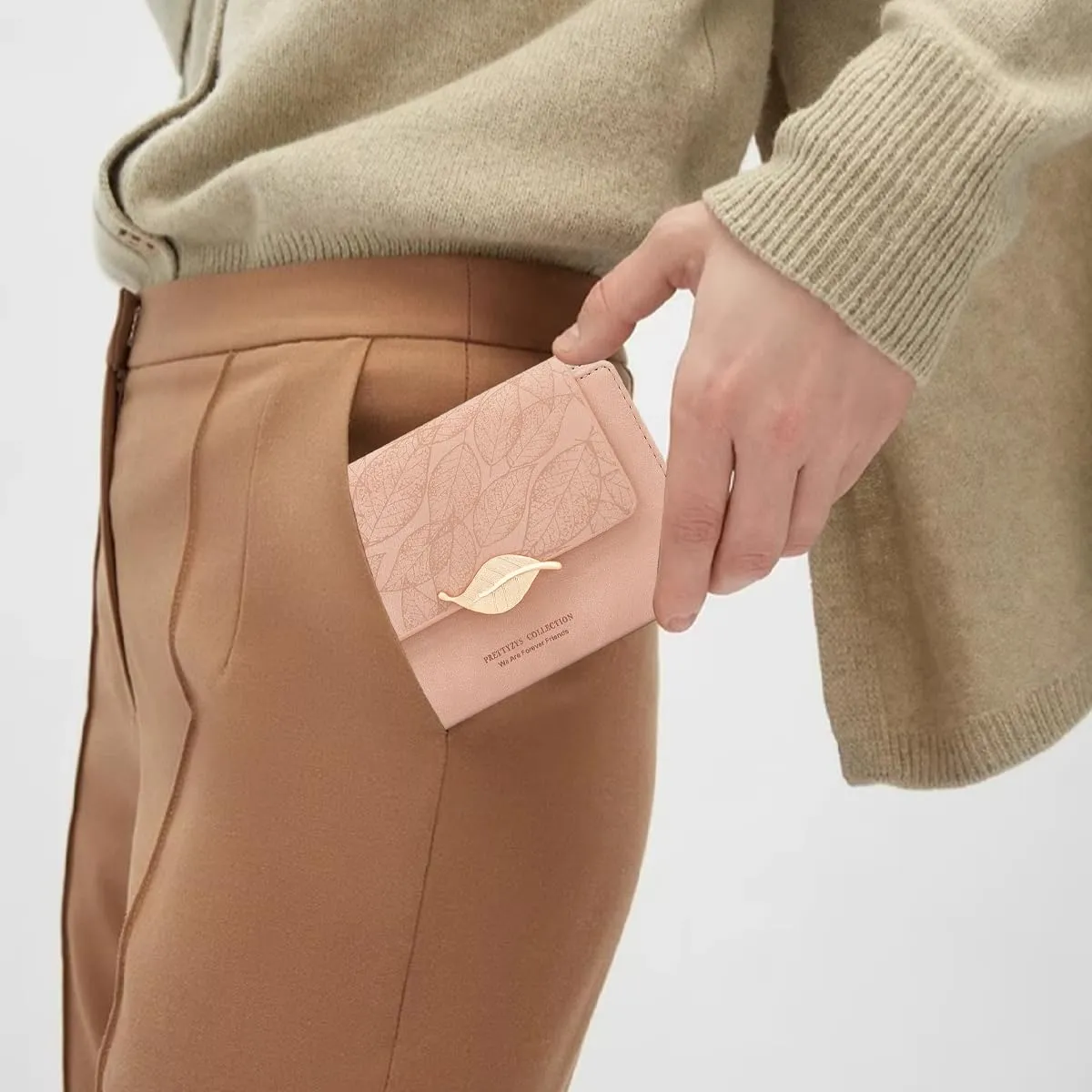 REETEE Portafoglio Donna in Pelle PU Slim Formato Corto con Cerniera Portamonete e 10 Porta Carte (X-Rosa) - immagine 7