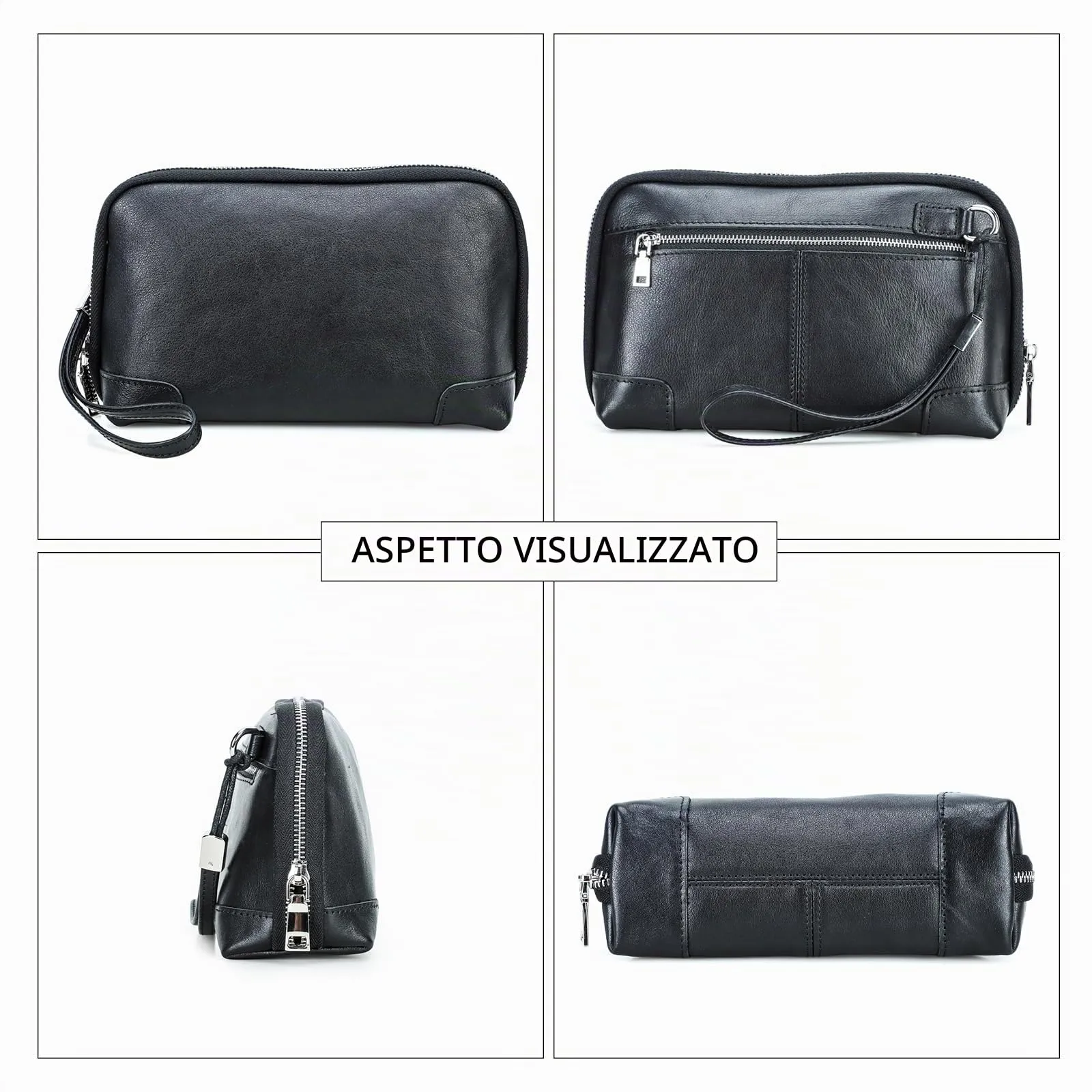 CONTACTS Portafoglio in Pelle da Uomo con Cerniera, Porta Carte, Porta Passaporto e Custodia per Cellulare, 14 x 7 x 22 cm - immagine 4