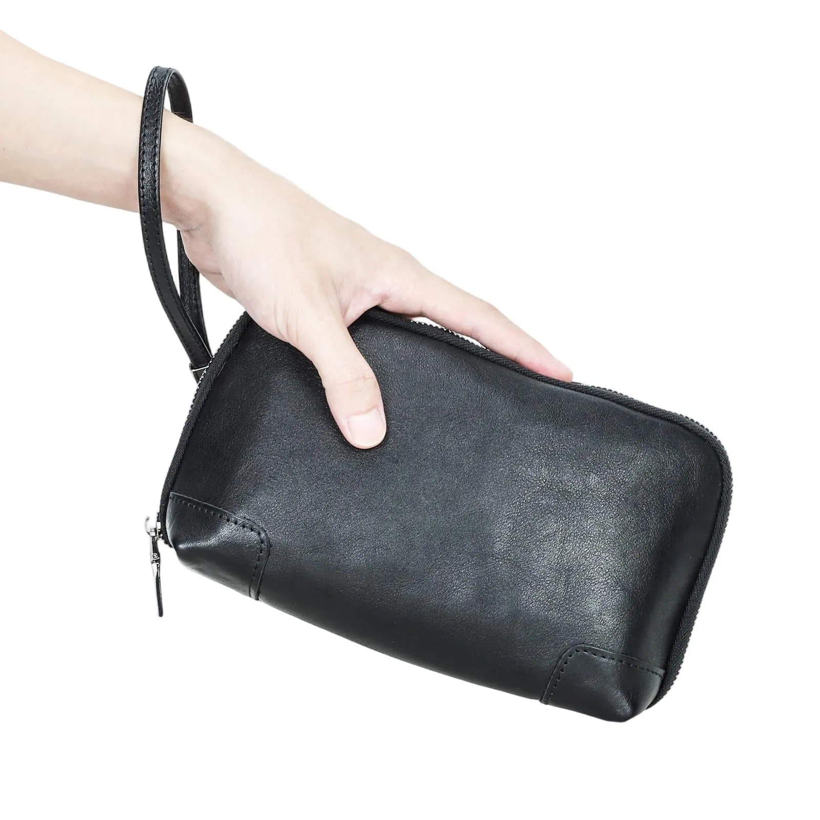 CONTACTS Portafoglio in Pelle da Uomo con Cerniera, Porta Carte, Porta Passaporto e Custodia per Cellulare, 14 x 7 x 22 cm - immagine 7