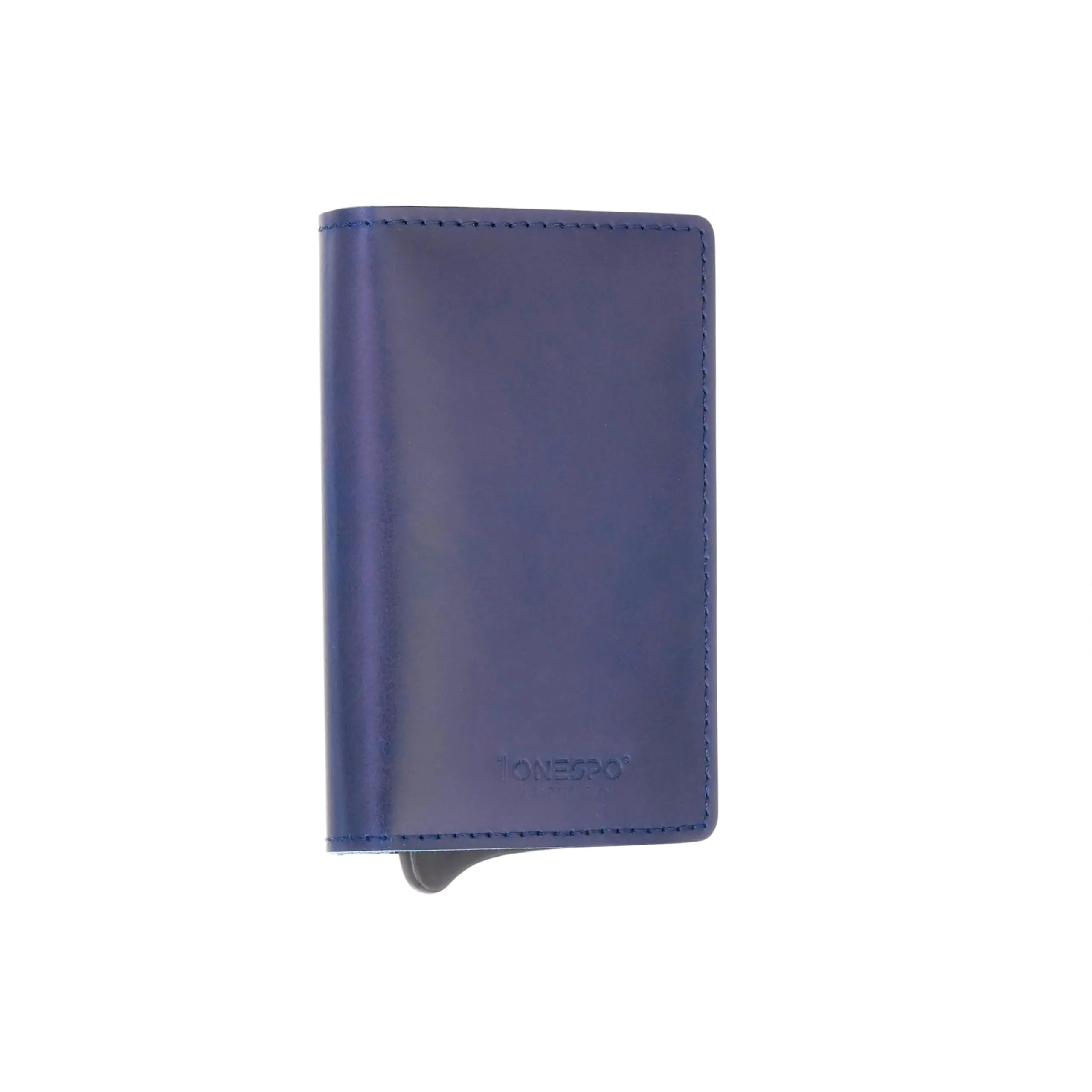 1ONESPO Magnetic Slim Portafoglio Uomo in Vera Pelle, Porta Carte di Credito e Contanti con Protezione RFID, Cuoio Cerato Blu - immagine 5