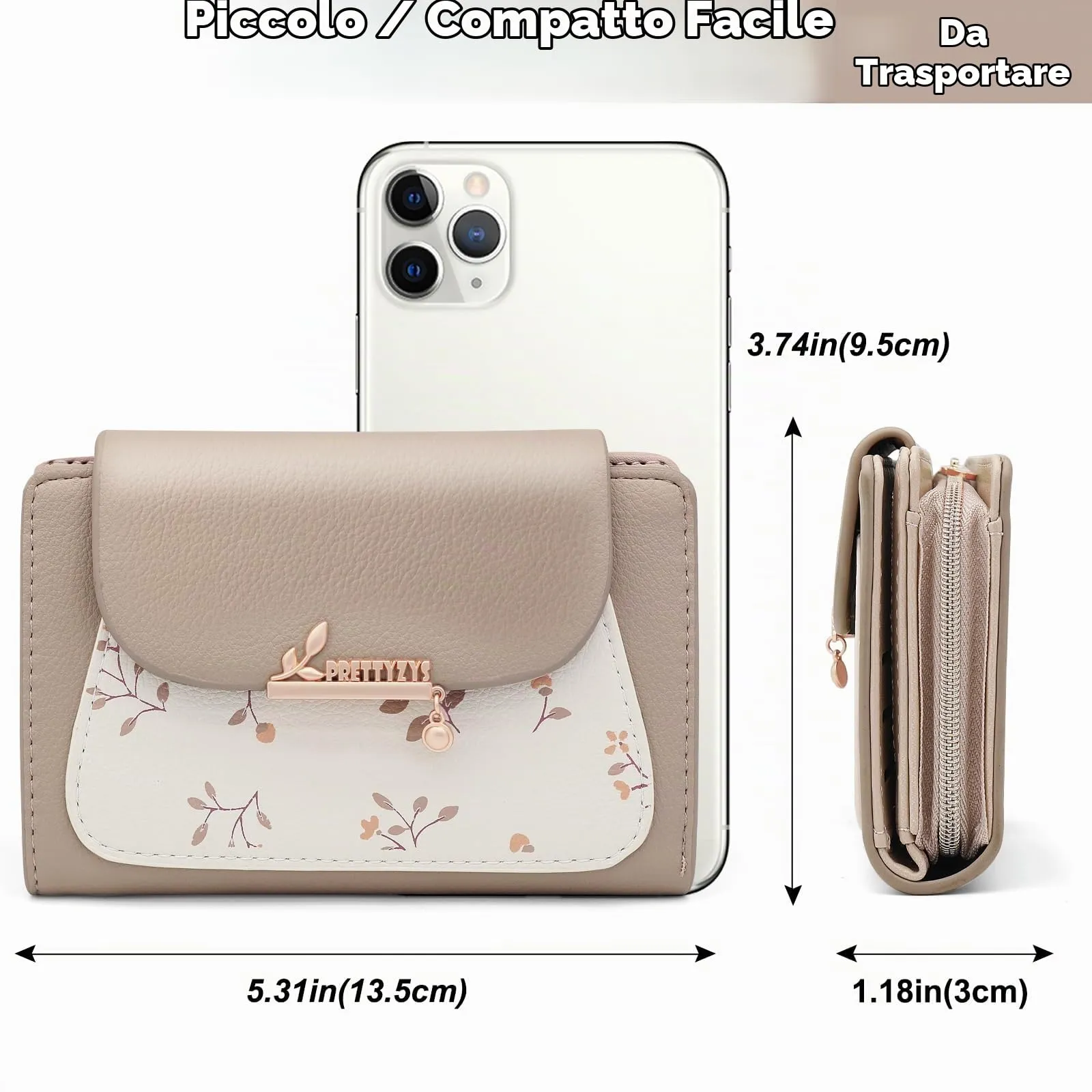 REETEE Portafoglio Donna in Pelle PU Slim Formato Corto con Cerniera e 10 Porta Carte (A-albicocca) - immagine 6