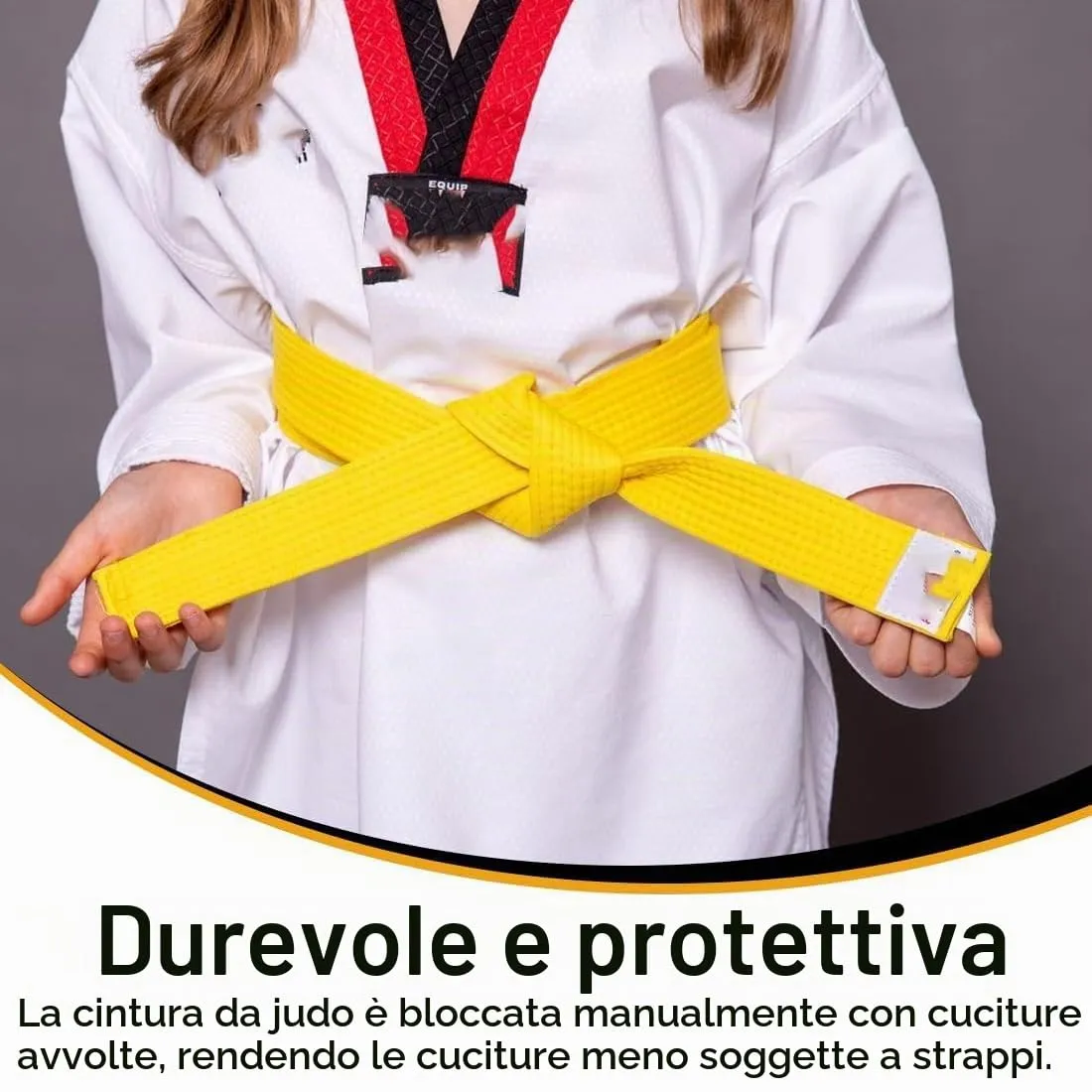 COYUN Cintura Professionale Taekwondo, Judo, Karate, Giallo, 220cm - immagine 2