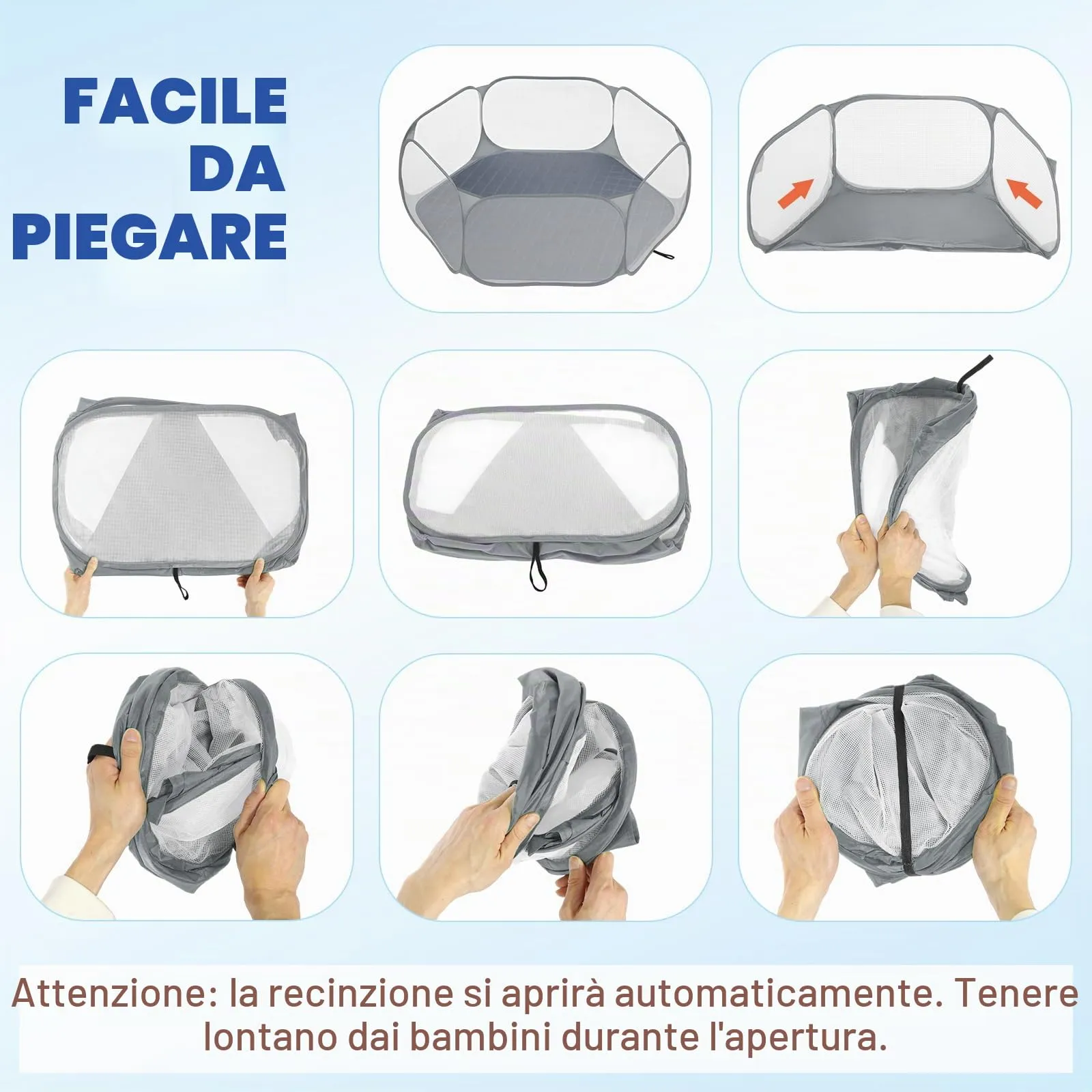 Pawaboo Recinto per Piccoli Animali con Tappetino, Grigio - immagine 2