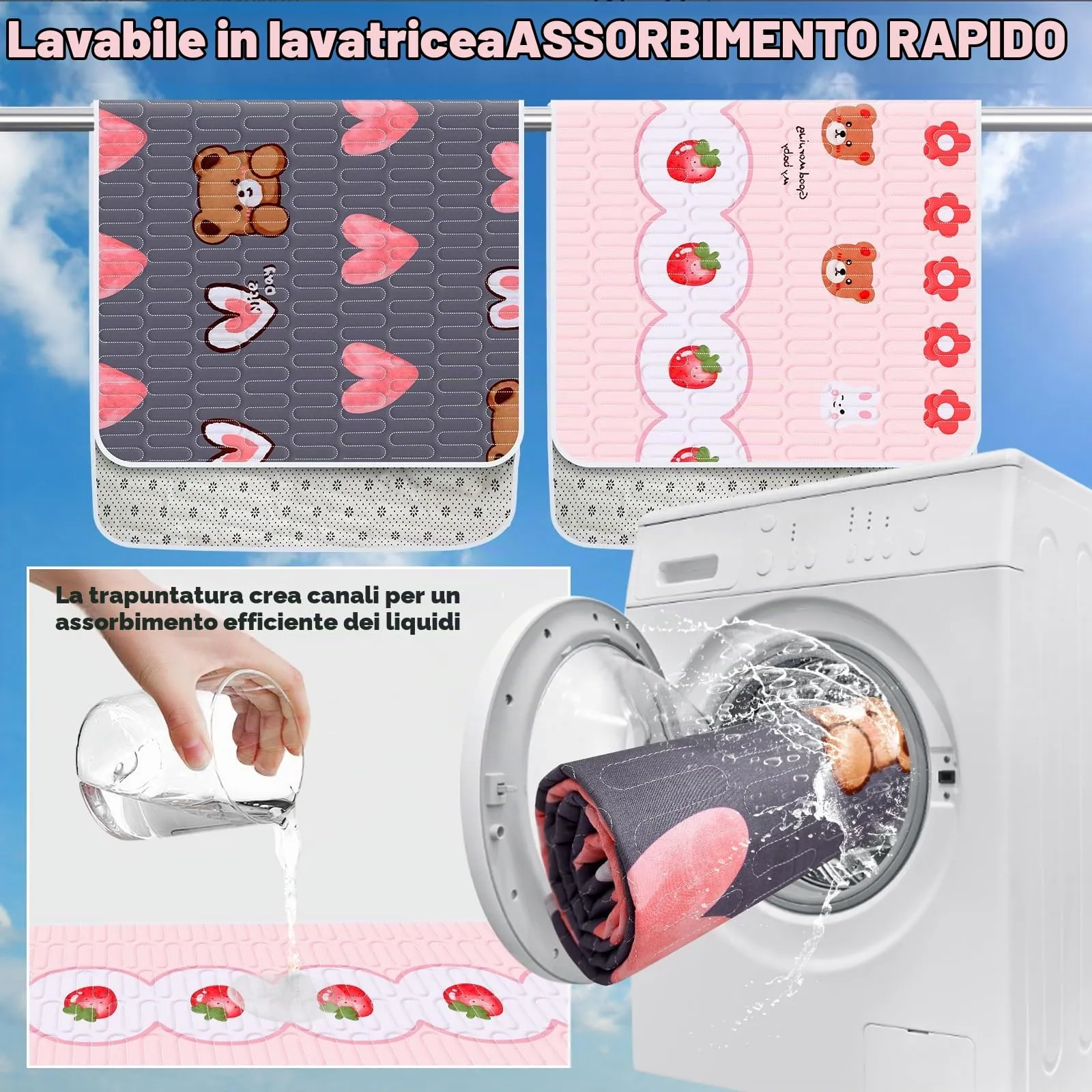 OPEYATOYS Set di 2 Tappetini per Gabbia di Porcellini d'India, Impermeabili e Assorbenti, 61x120cm - immagine 8