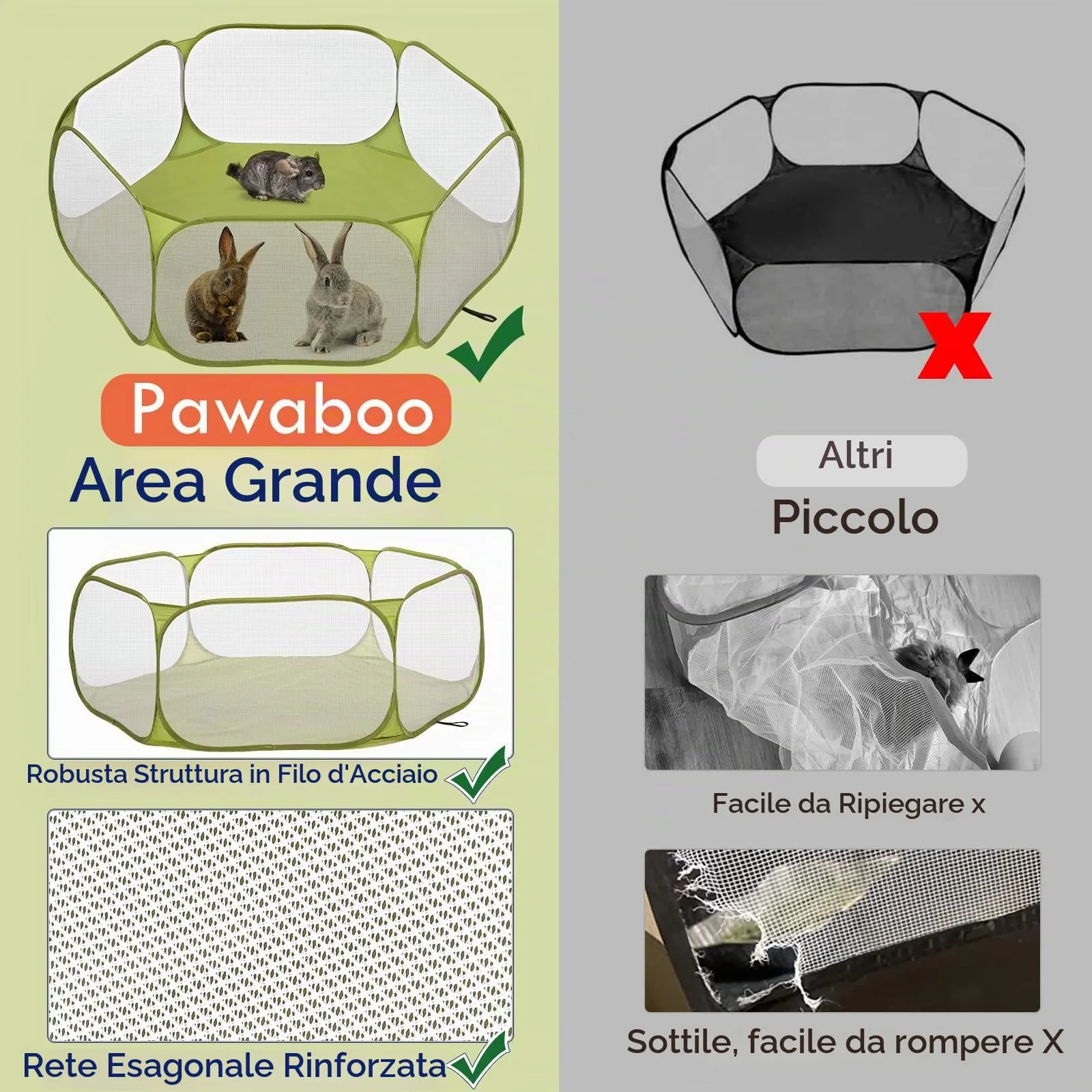 Pawaboo Recinto per Piccoli Animali, Verde - immagine 3