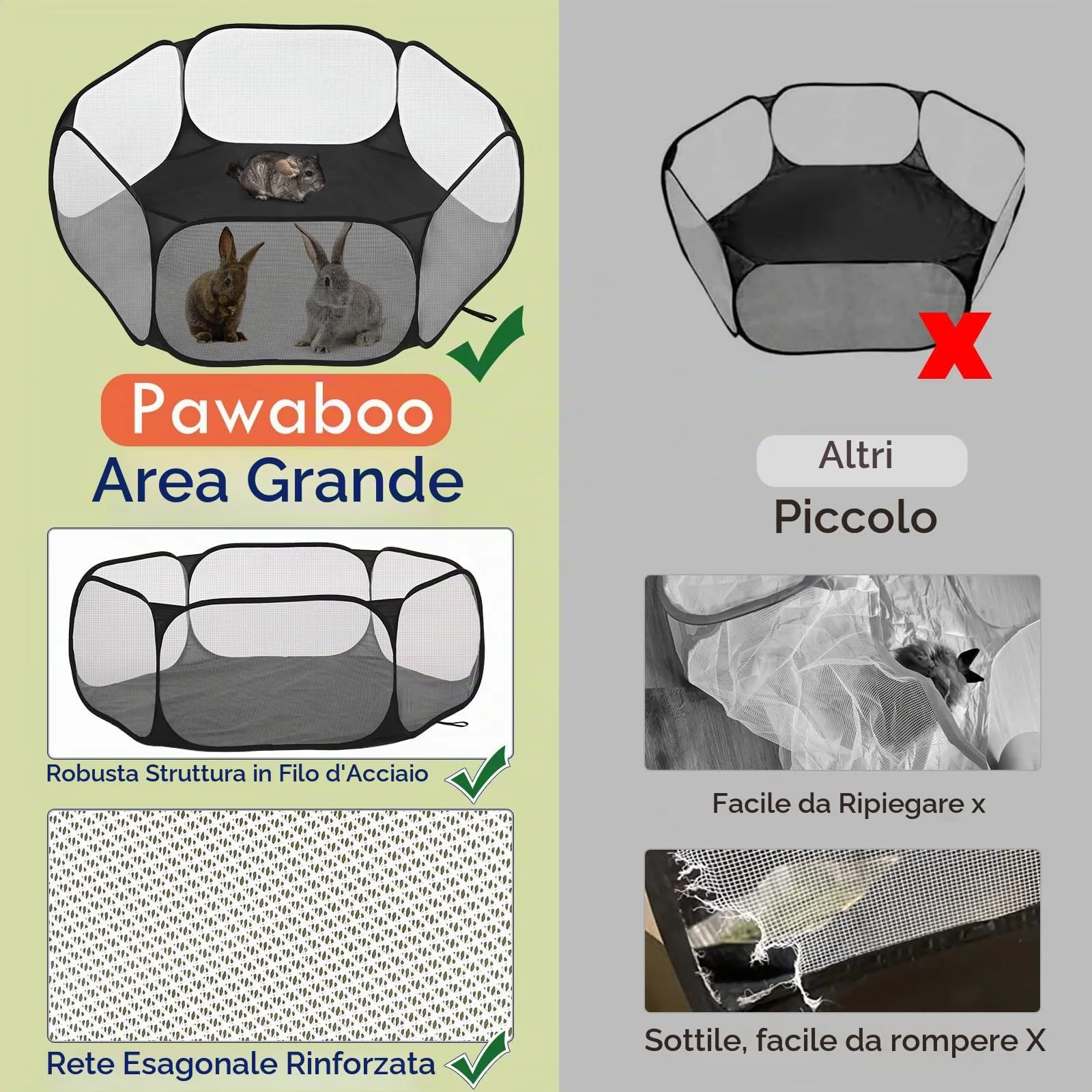 Pawaboo Recinto per piccoli animali, Nero - immagine 3
