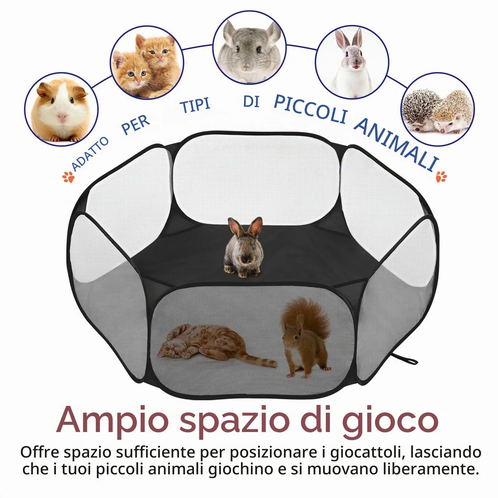 Pawaboo Recinto per piccoli animali, Nero - immagine 7