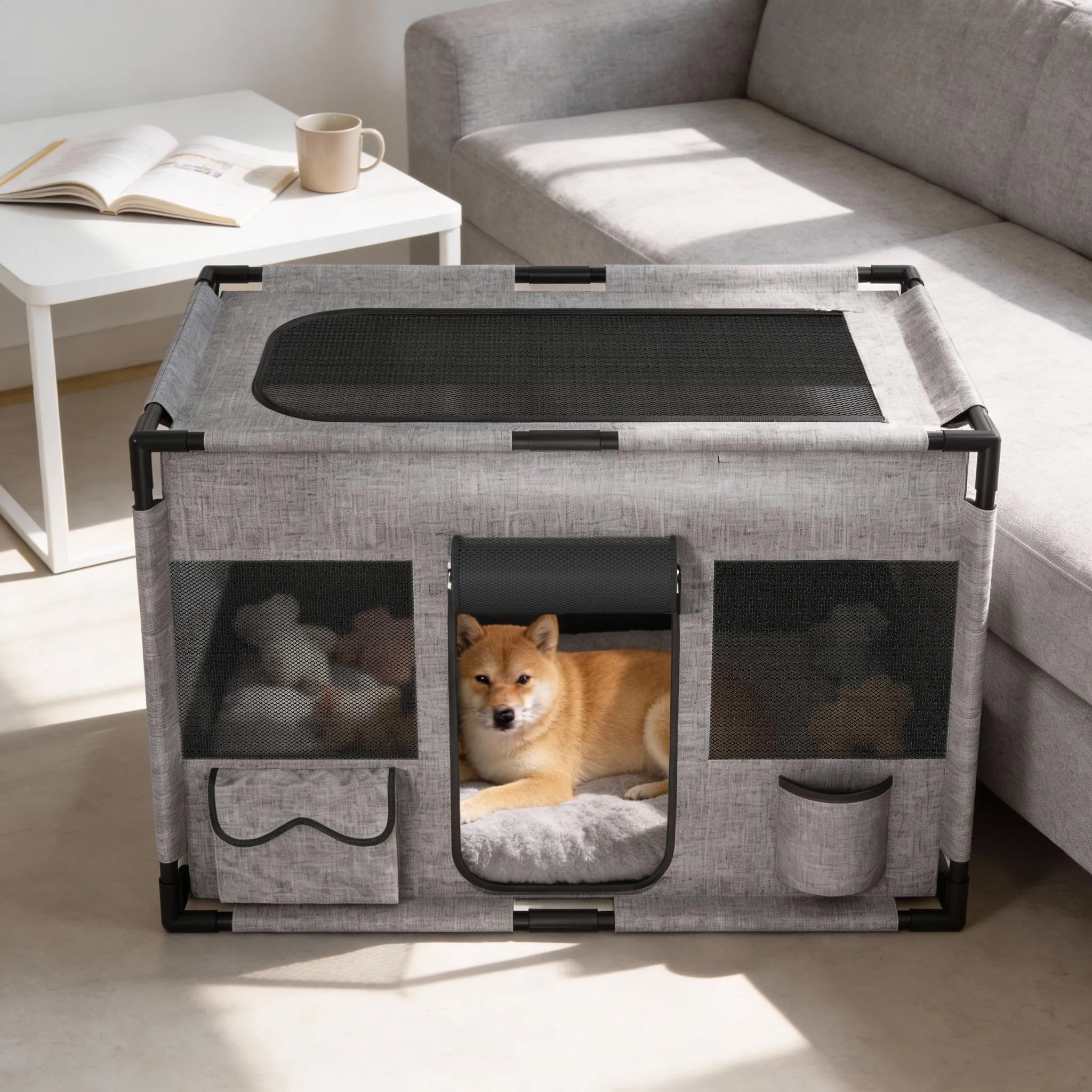UISEBRT Recinzione per cuccioli in tessuto Oxford, 100 x 60 x 60 cm, rettangolare - immagine 7