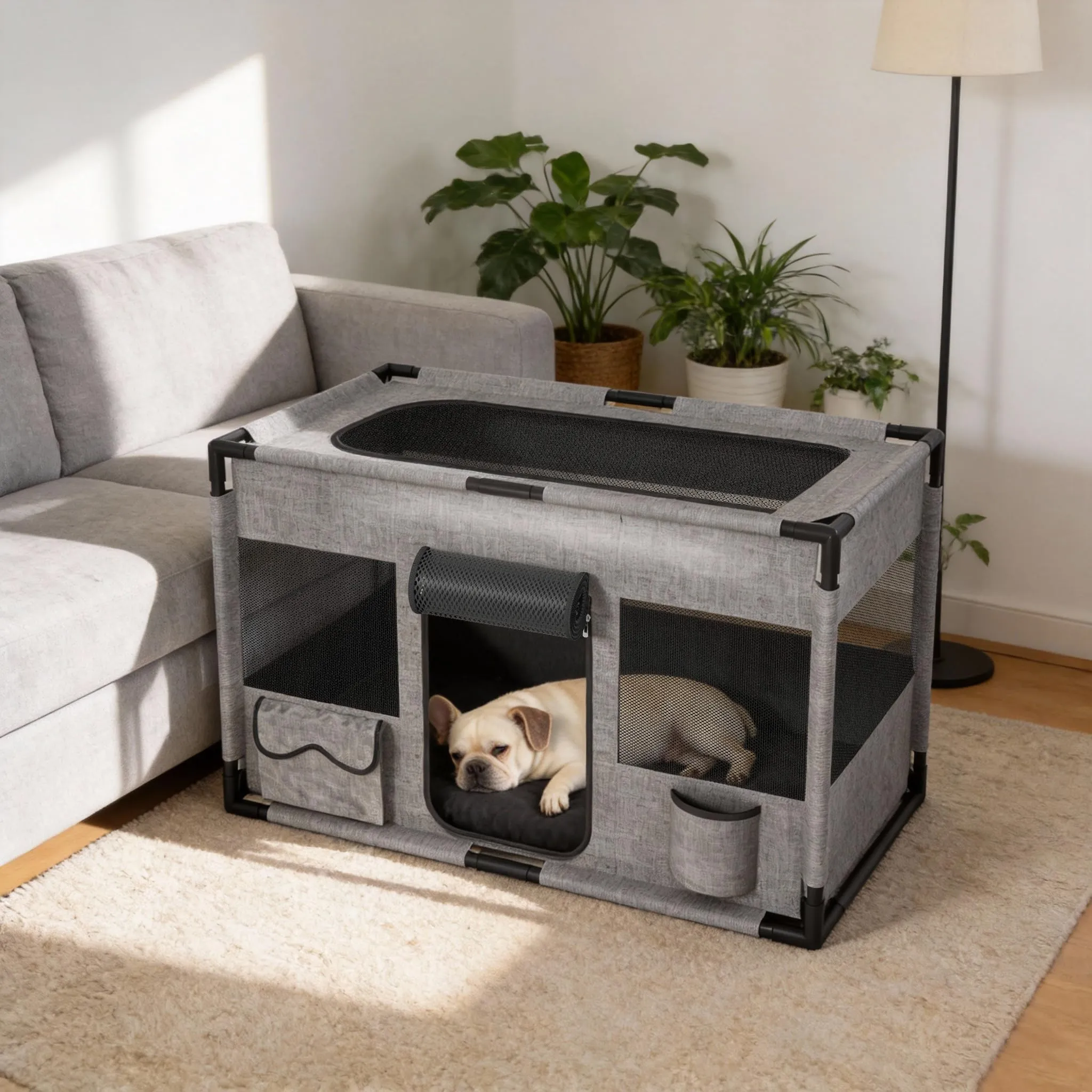 UISEBRT Recinzione per cuccioli in tessuto Oxford, 100 x 60 x 60 cm, rettangolare - immagine 9