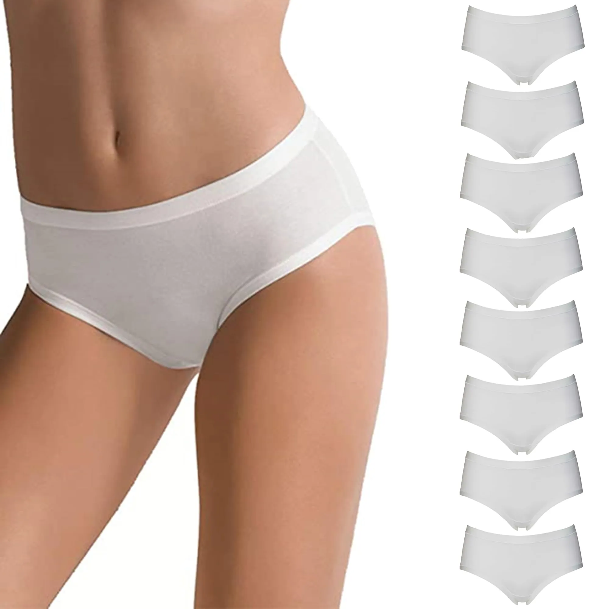 Cotonella L'Altra 3363 Slip Donna Midi in Cotone Bielastico, Bianco, 8 Pezzi, XS - immagine 1
