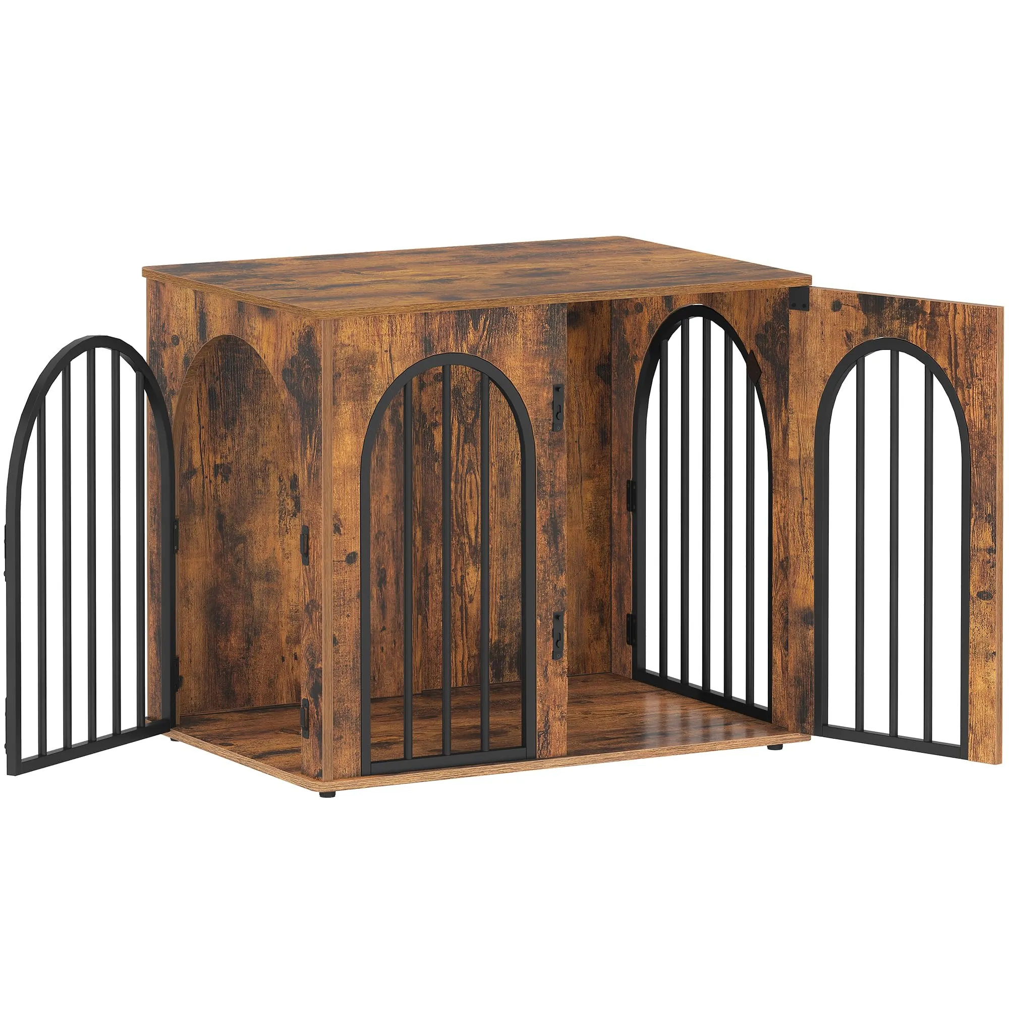 Hzuaneri Gabbia per Cani con Tavolo Supplemento, Marrone Rustico, 68 x 49 x 56 cm - immagine 9