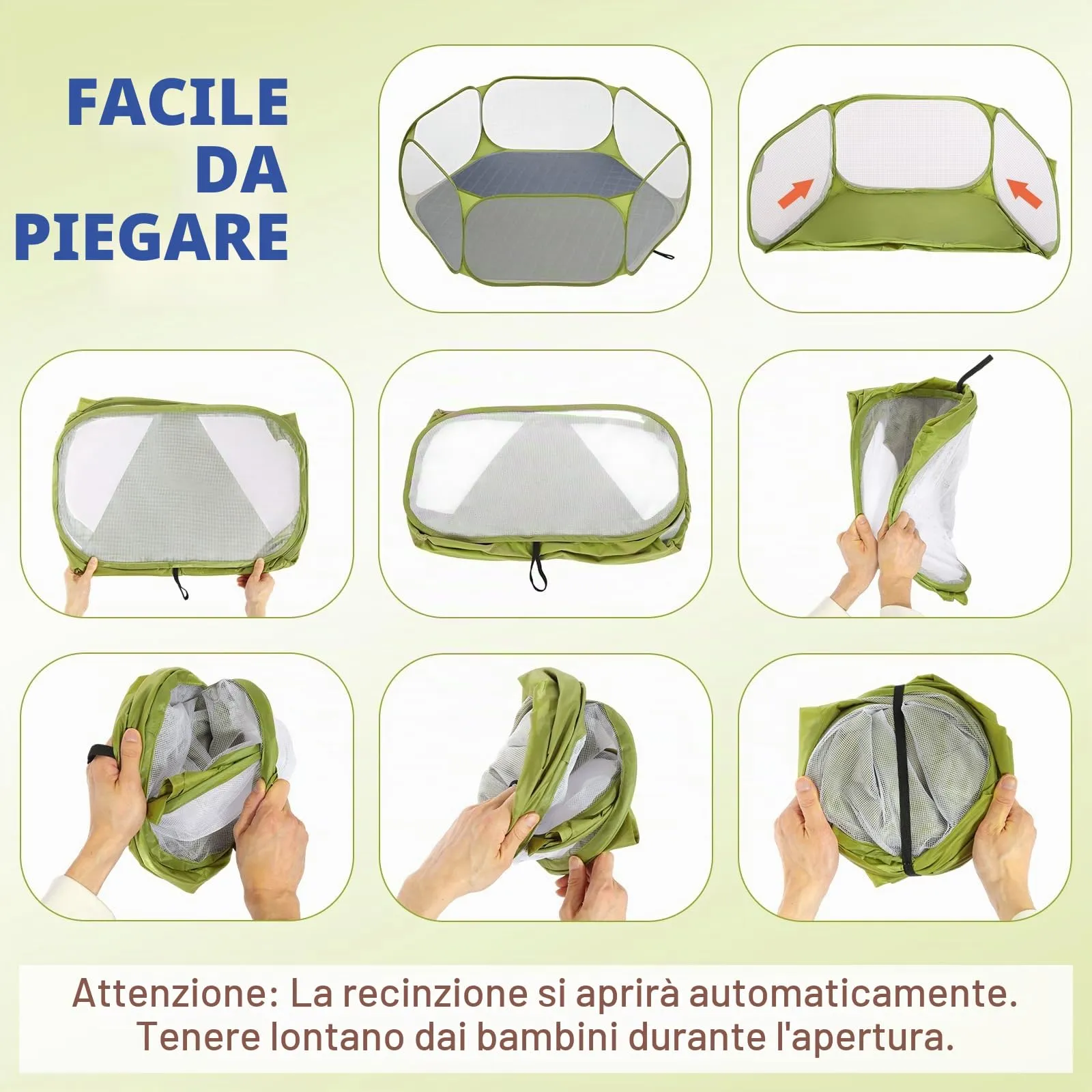 Pawaboo Recinto per piccoli animali con tappetino, verde/grigio - immagine 2