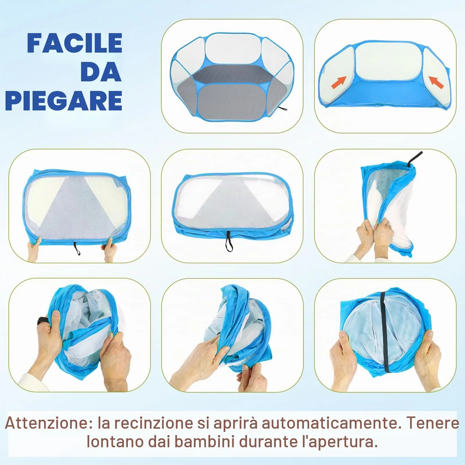 Pawaboo Recinto per Piccoli Animali con Tappetino, Blu/Grigio - immagine 2