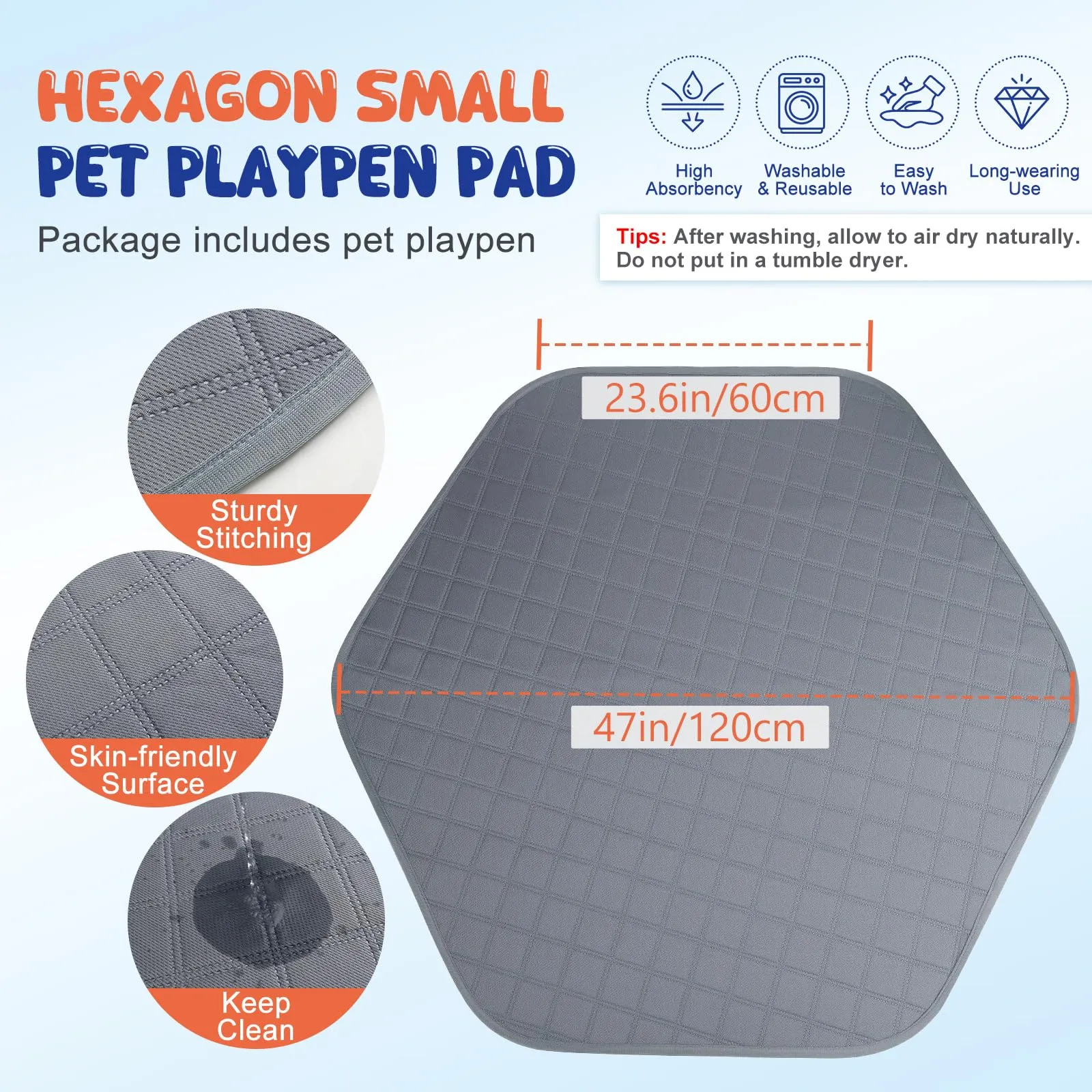 Pawaboo Recinto per Piccoli Animali con Tappetino, Blu/Grigio - immagine 5