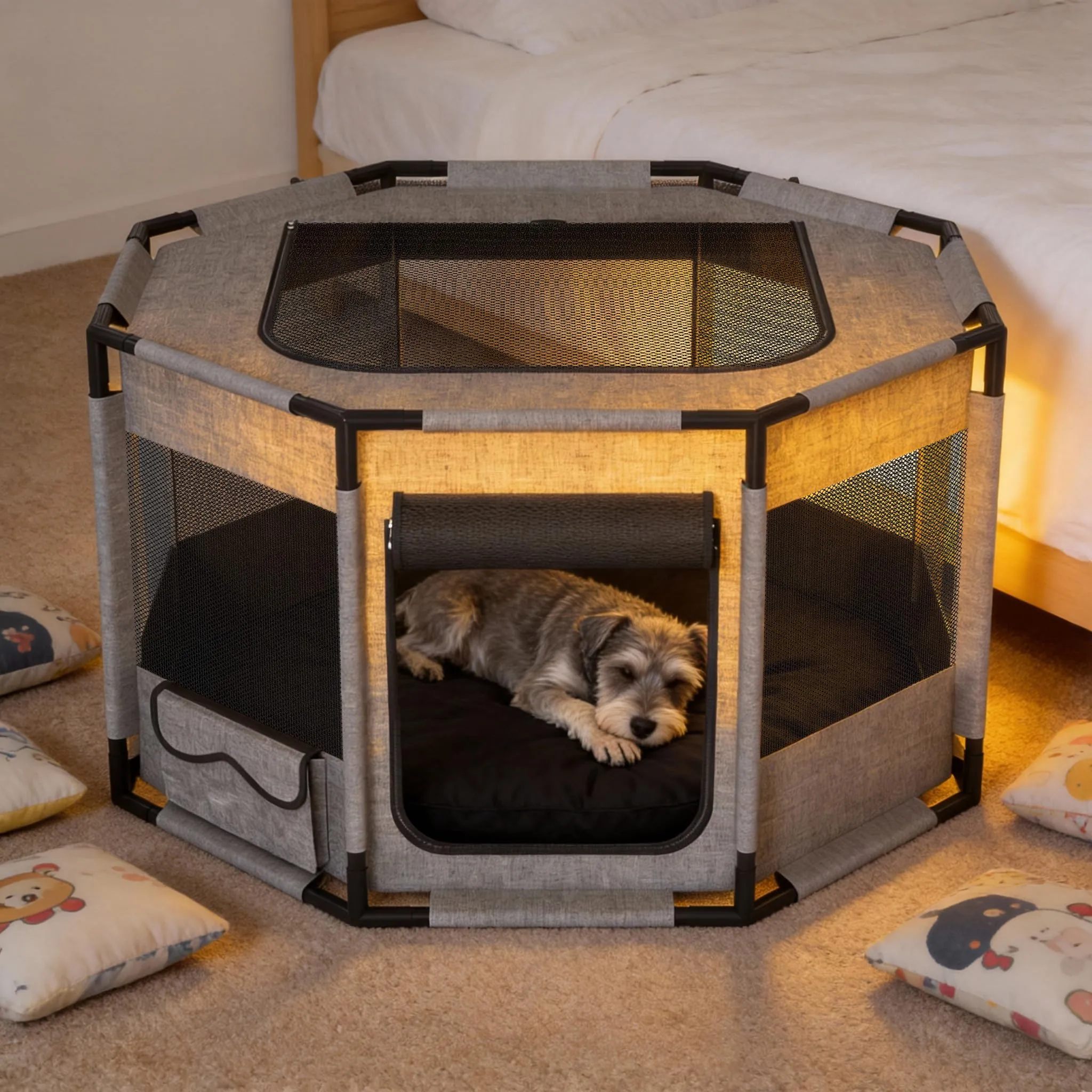 UISEBRT Recinto Ottagonale per Cani e Gatti in Tessuto Oxford, 113,5x113,5x60 cm - immagine 8