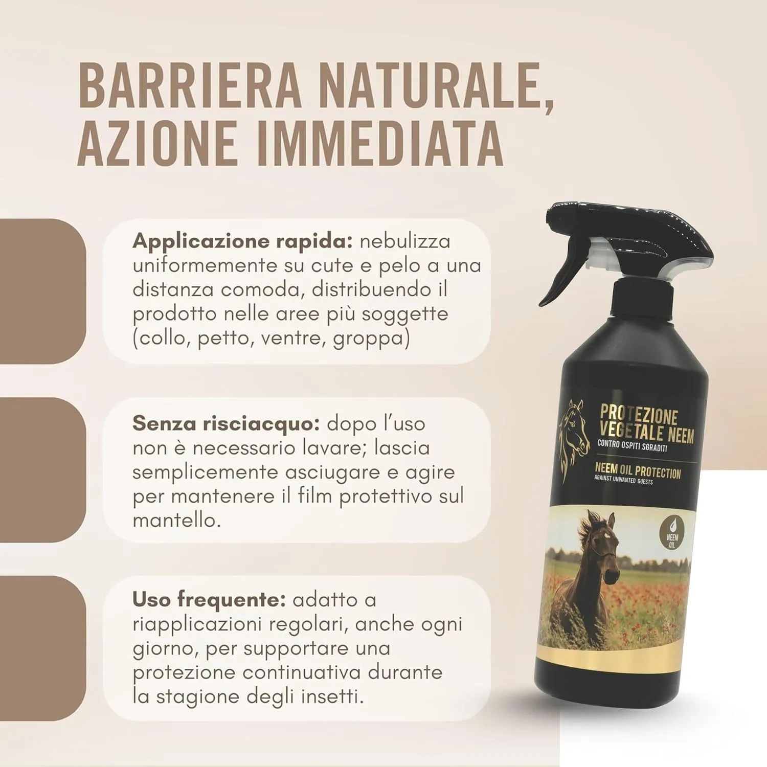 101 love for pet Olio di Neem per Cavalli, Repellente Insetti Spray, 750 ml - immagine 5