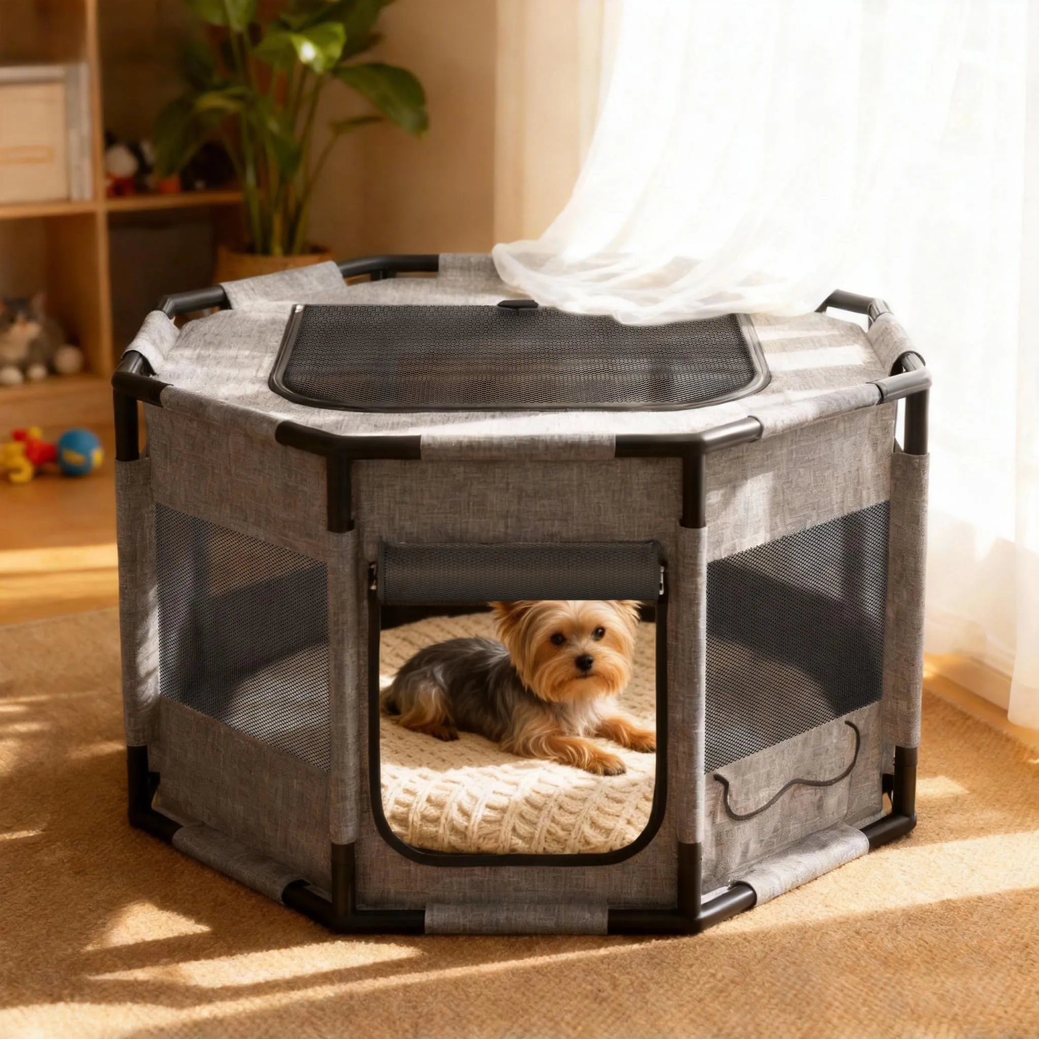 UISEBRT Recinto Ottagonale per Cani e Gatti in Tessuto Oxford, 81x81x45 cm - immagine 8