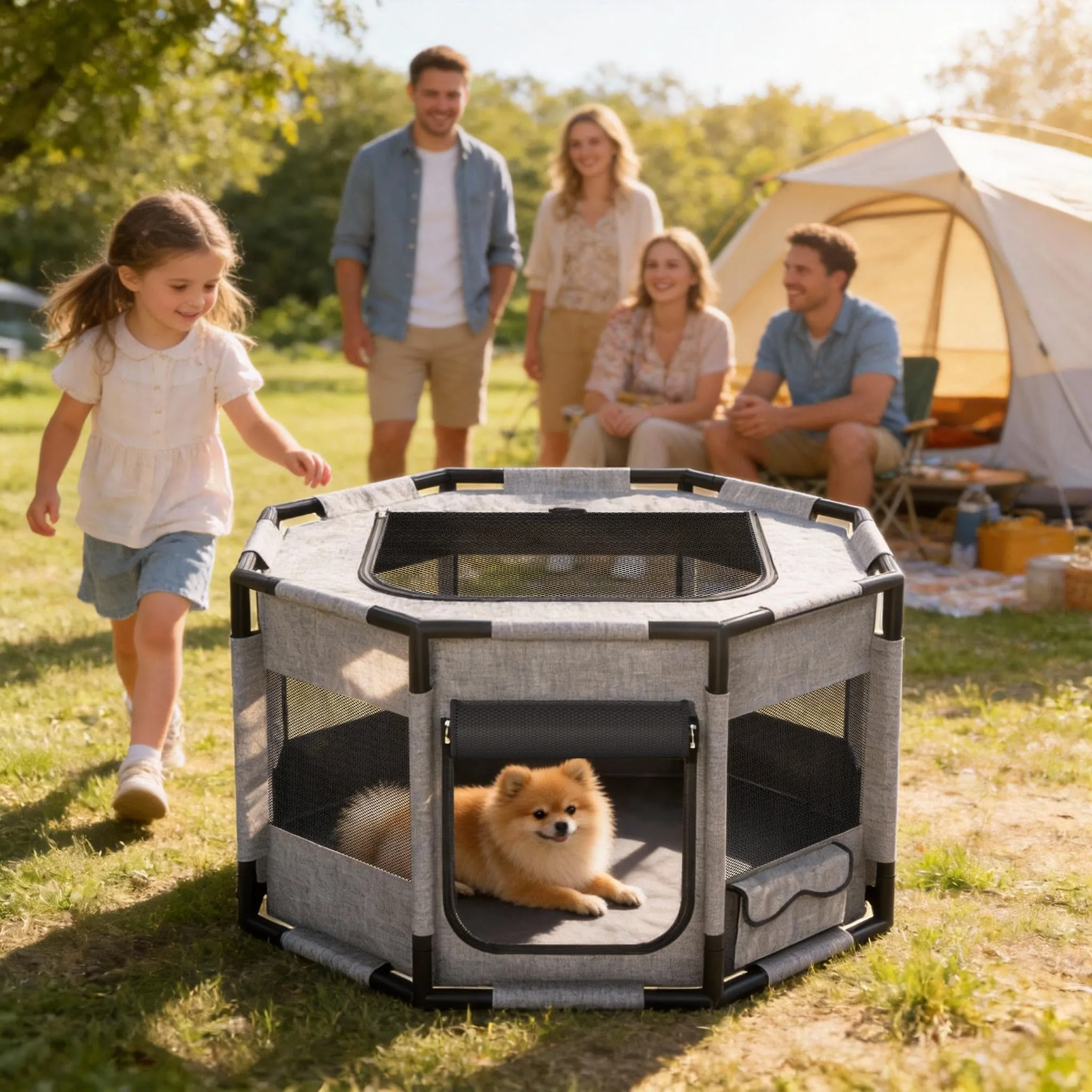 UISEBRT Recinto Ottagonale per Cani e Gatti in Tessuto Oxford, 81x81x45 cm - immagine 9