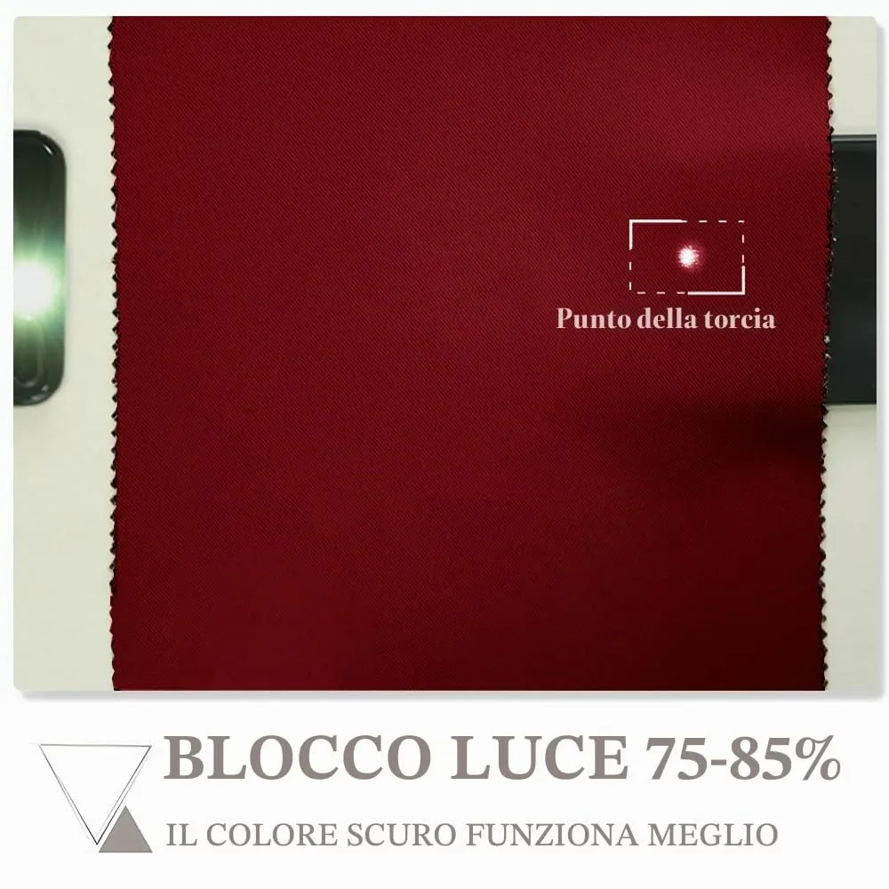 PONY DANCE Tenda Corta Oscurante Termica Isolante per Camera da Letto, 132 x 90 cm, Rosso - immagine 3