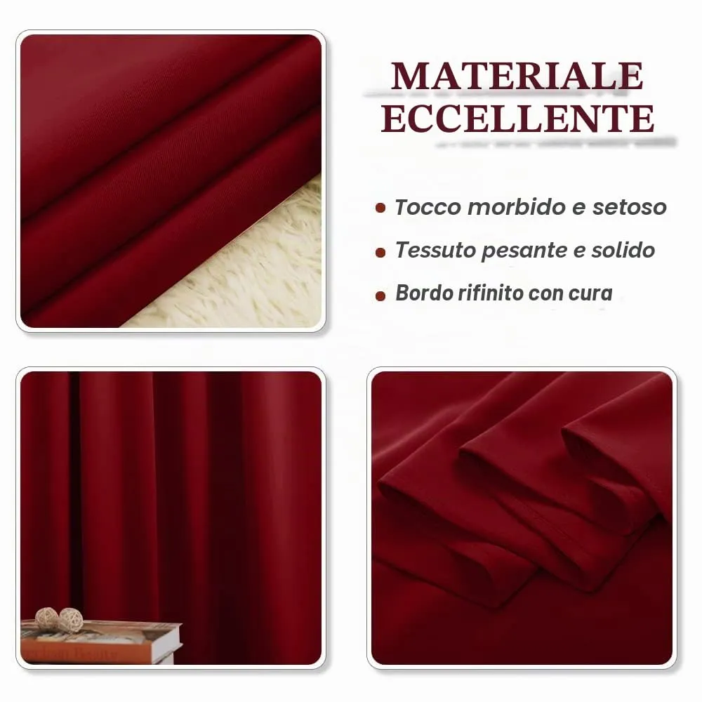 PONY DANCE Tenda Corta Oscurante Termica Isolante per Camera da Letto, 132 x 90 cm, Rosso - immagine 7